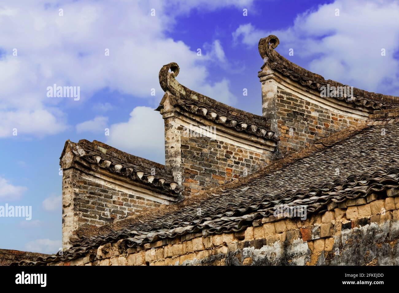 La belle architecture de Jiangtou ancien Village dans la région autonome Zhuang du Guangxi, Chine Banque D'Images