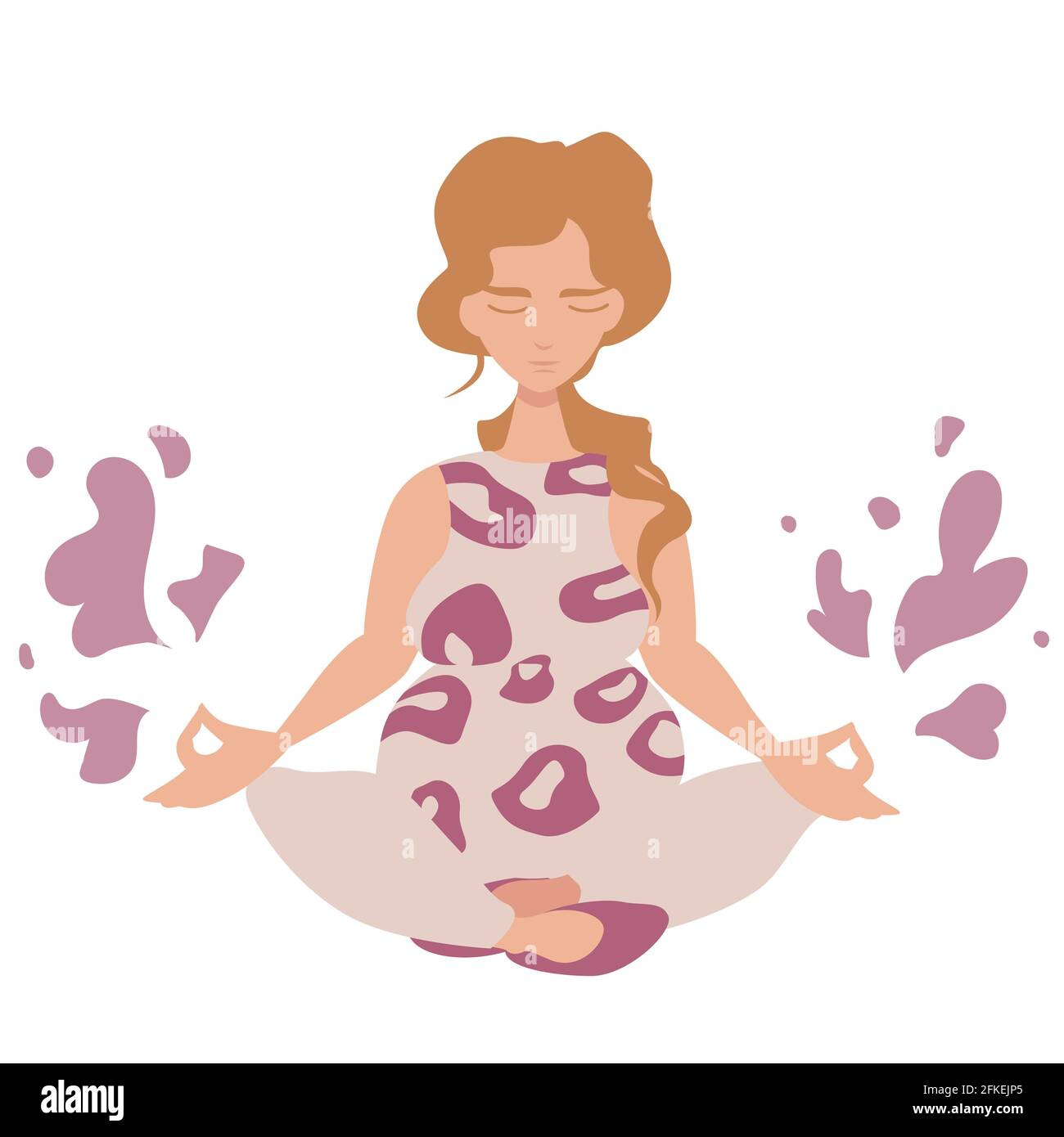 Blonde enceinte fille ID faisant Lotus Yoga pose Illustration de Vecteur