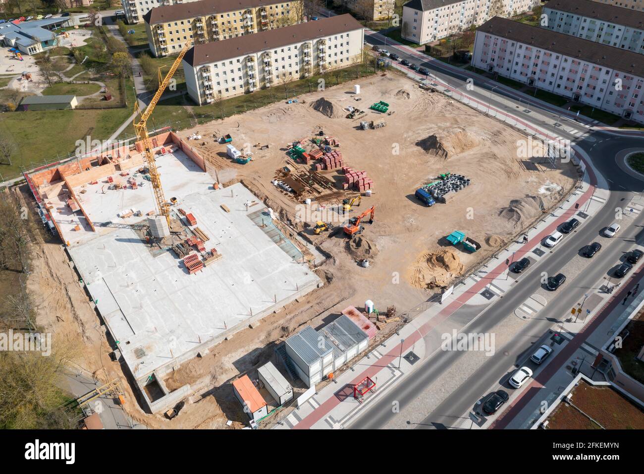 Chantier de construction au début des travaux de construction Banque D'Images