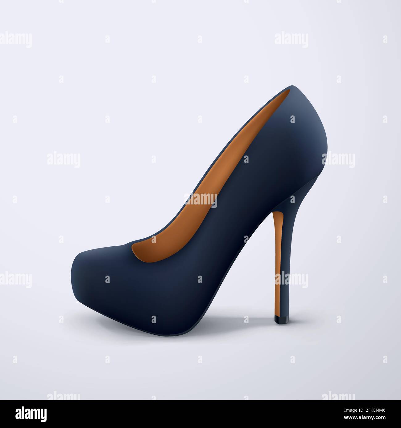 vue latérale de la chaussure élégante pour femmes de couleur noire Illustration de Vecteur