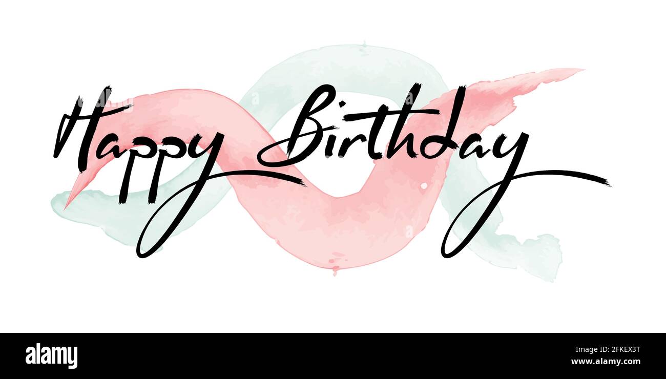 Joyeux Anniversaire Belle Carte De Voeux Poster Avec Calligraphie Texte Noir Feu D Artifice De Mot Image Vectorielle Stock Alamy