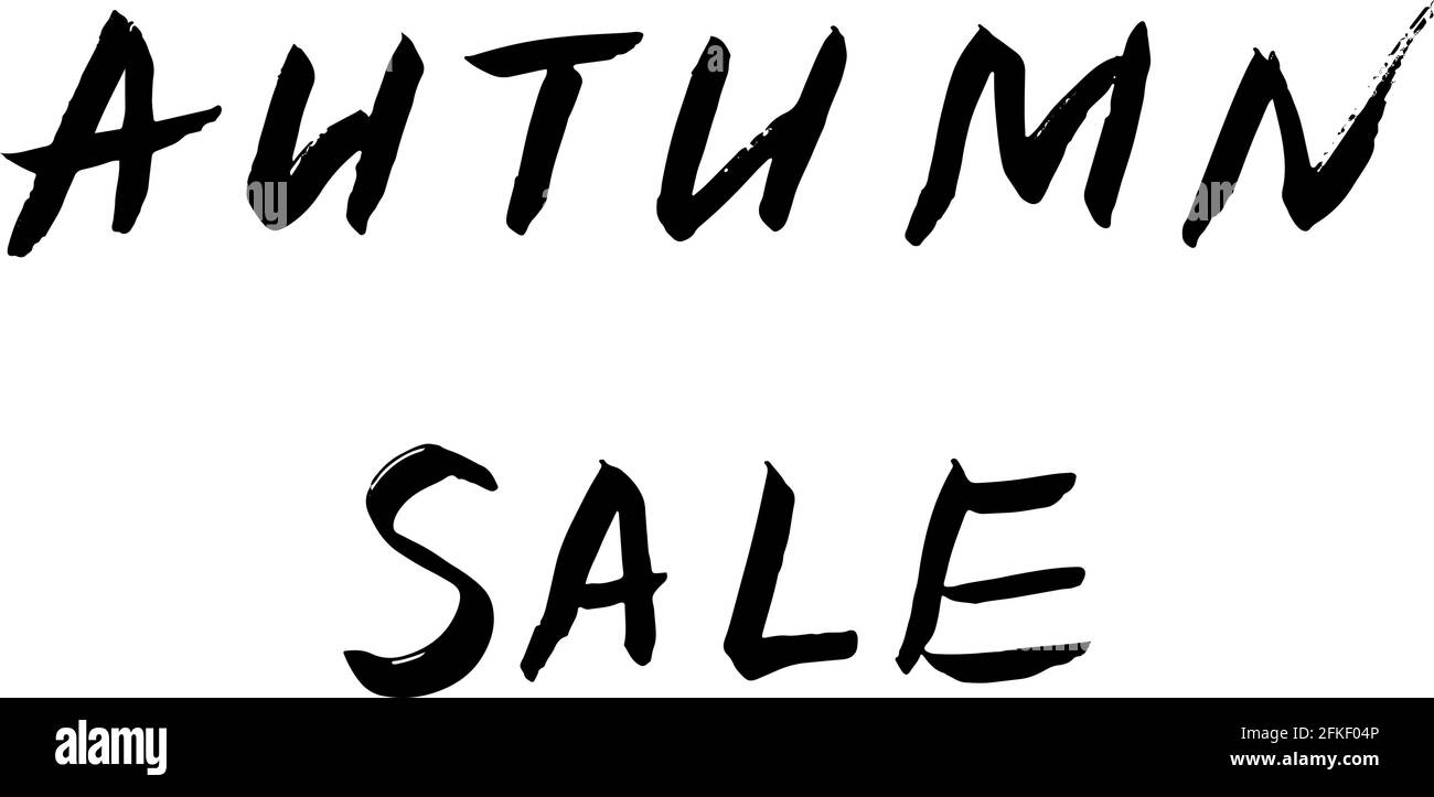 Soldes d'automne écrit à la main avec un pinceau. Lettrage de style grunge. Dessin de gouache noire isolé sur fond blanc. Bannière de vente saisonnière. Facile à modifier Illustration de Vecteur