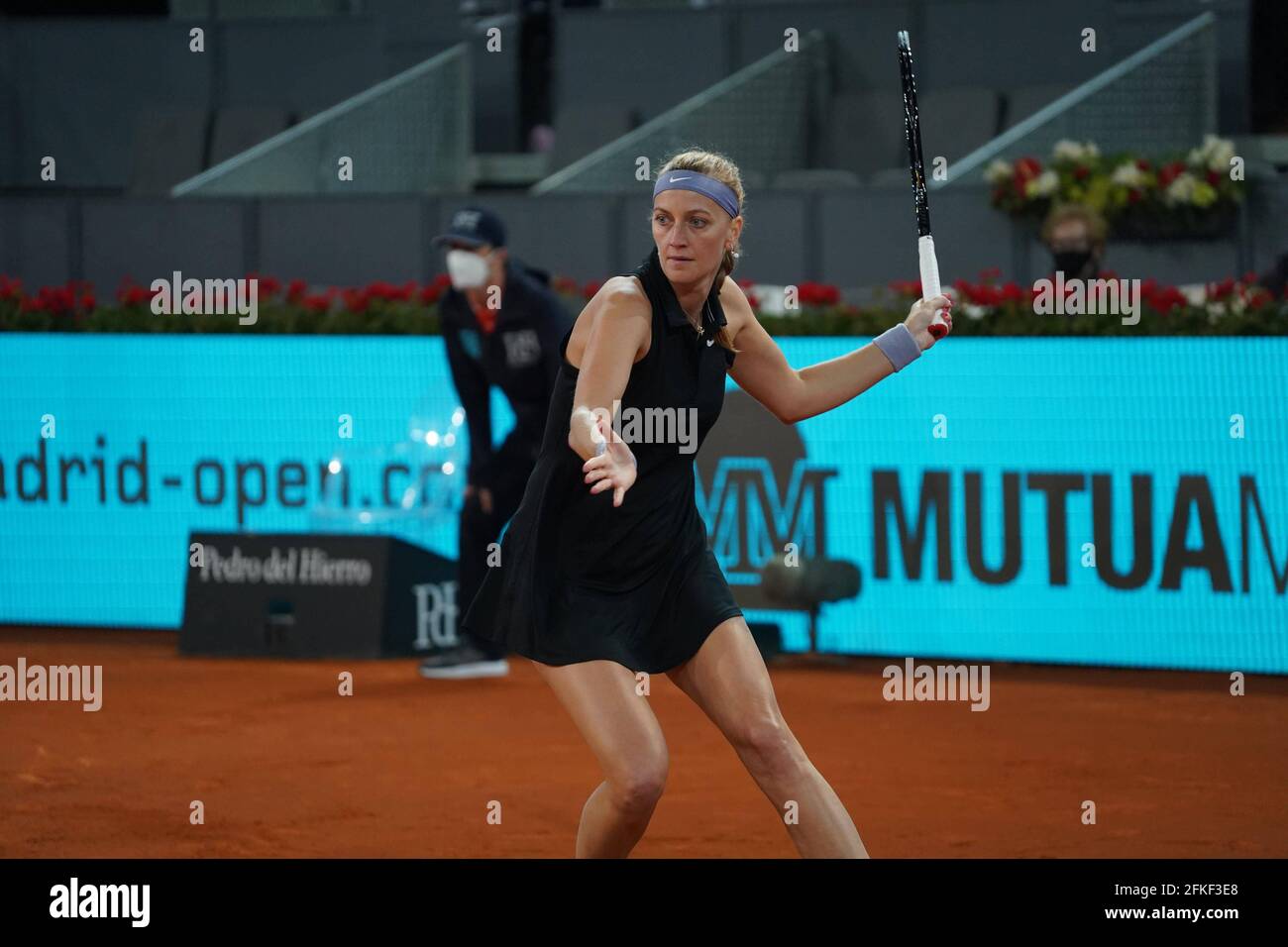 Madrid, Espagne. 1er mai 2021. Femmes célibataires Match Petra Kvitova  contre Angélique Curber le troisième jour de la WTA 1000 - Mutua Madrid  Open 2021 à la Caja Magica le 01 mai