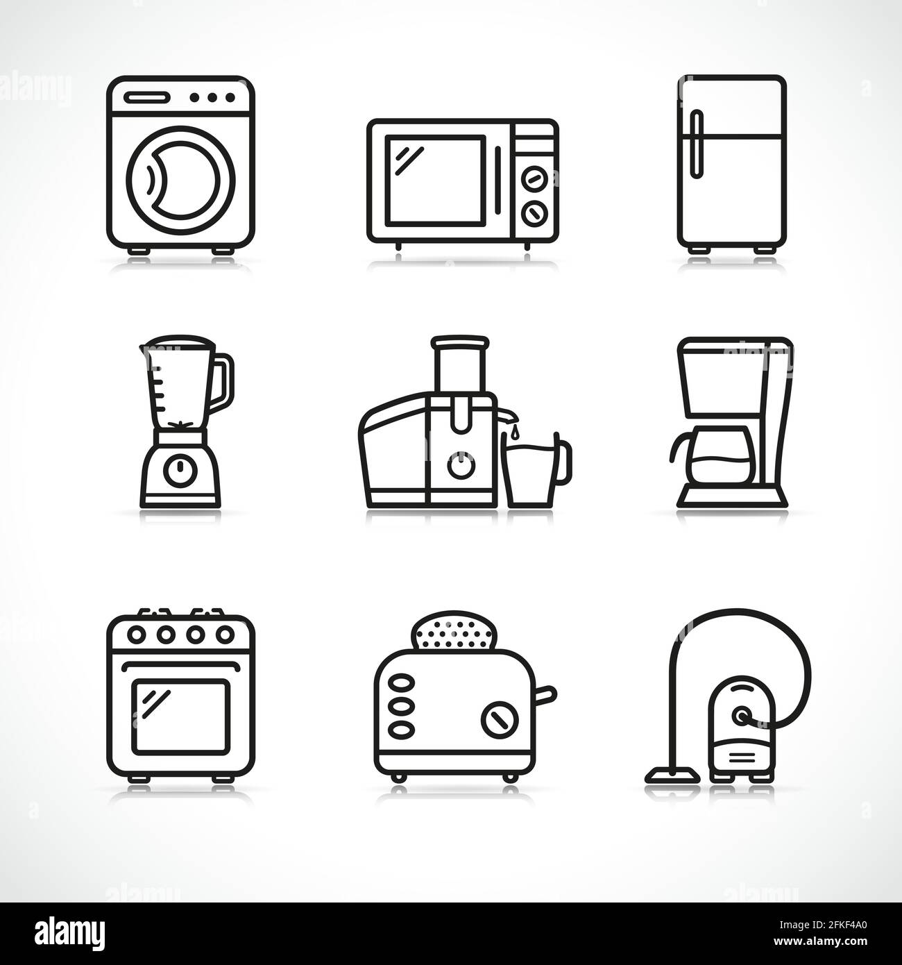 Illustration vectorielle du jeu d'icônes d'appareils ménagers Illustration de Vecteur