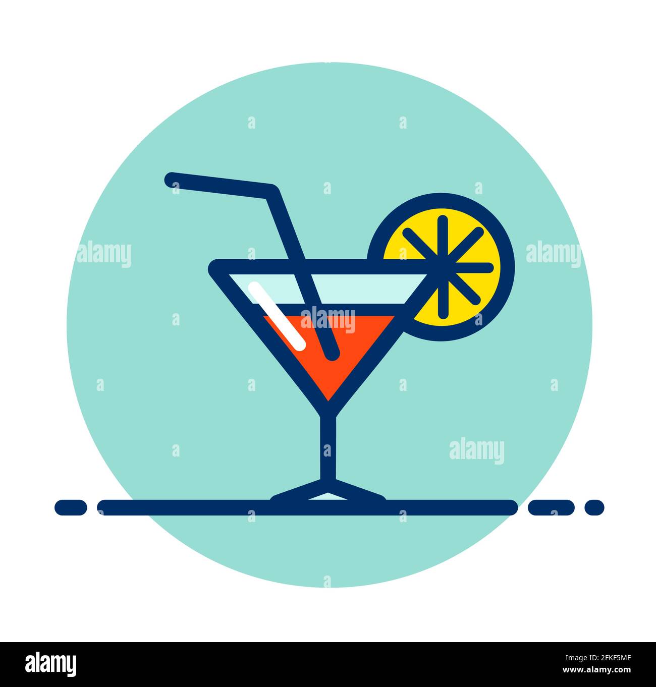 Illustration vectorielle de l'icône de couleur de boisson à cocktail Illustration de Vecteur