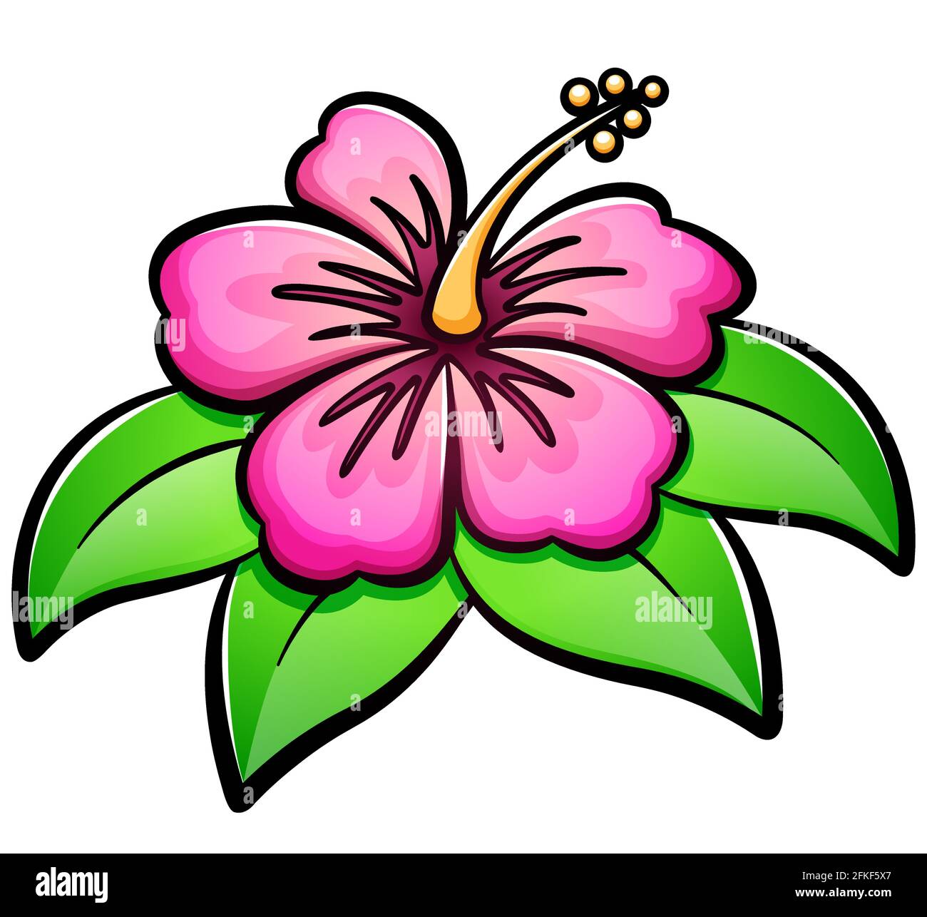 Illustration vectorielle de la bande dessinée isolée de fleurs d'hibiscus Illustration de Vecteur