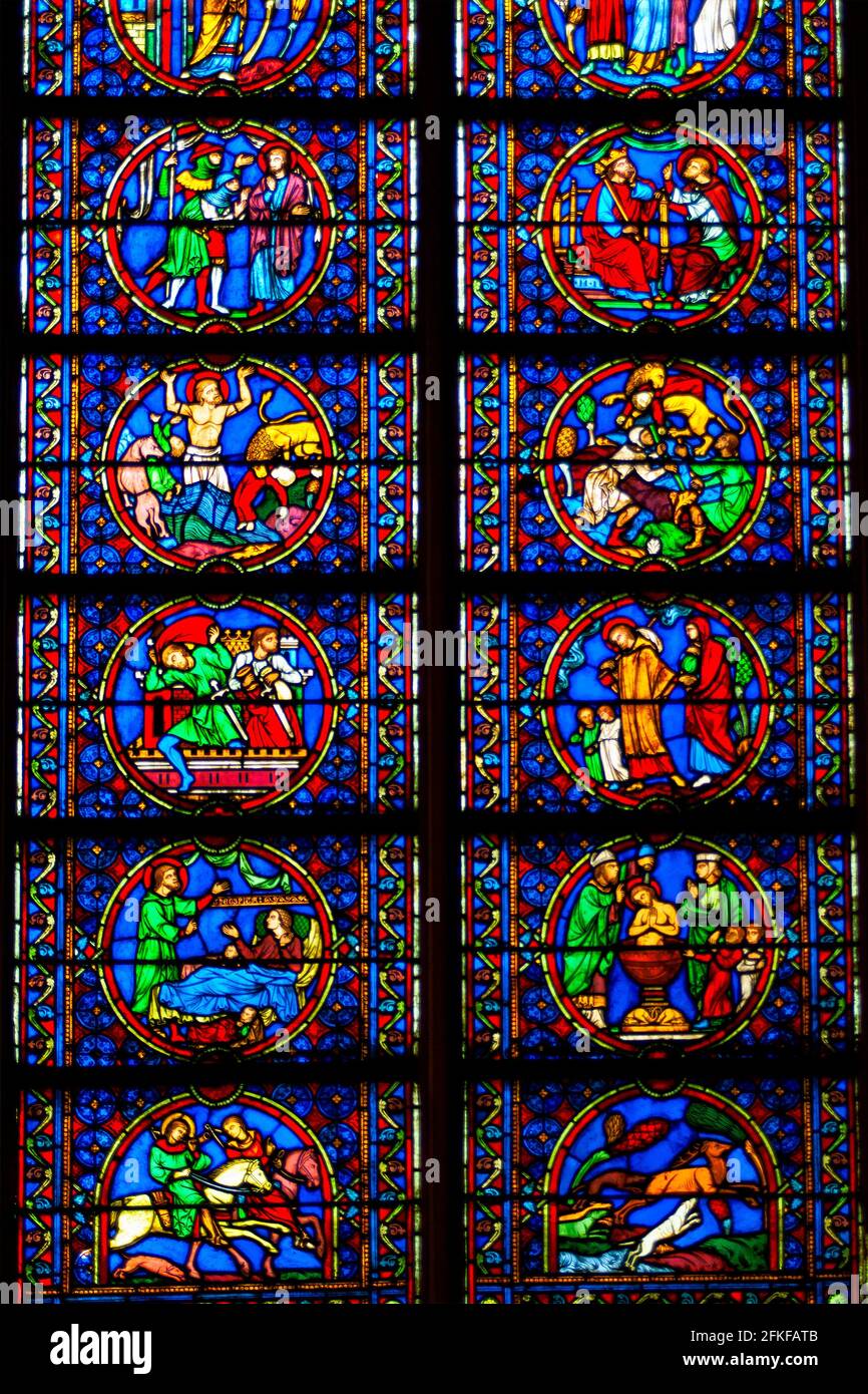 Vitraux à notre-Dame de Paris, Paris, France Banque D'Images