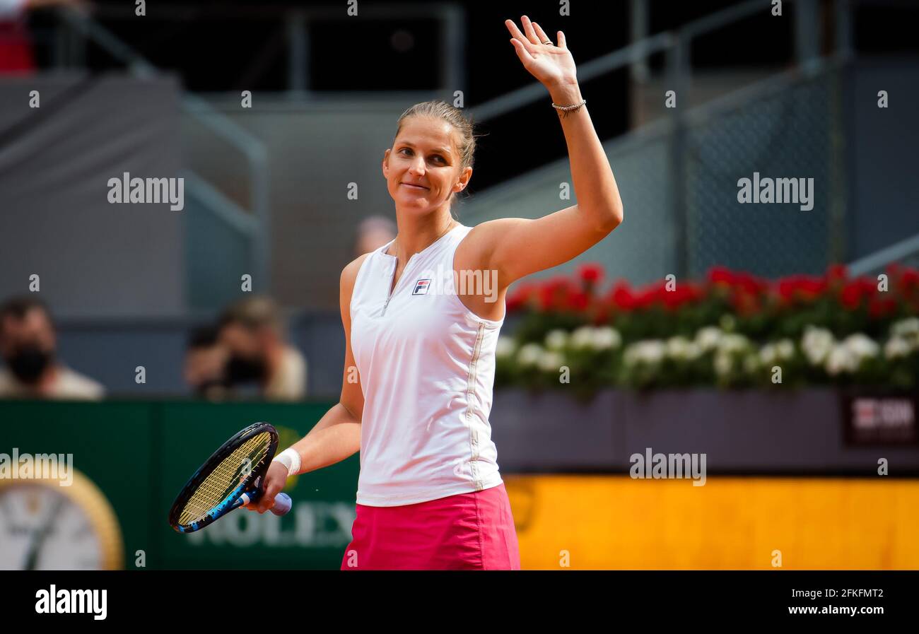 Karolina Pliskova de la République tchèque lors du premier tour de la Mutua Madrid Open 2021, tournoi de tennis Masters 1000 le 30 avril 2021 à la Caja Magica à Madrid, Espagne - photo Rob Prange / Espagne DPPI / DPPI / LiveMedia Banque D'Images