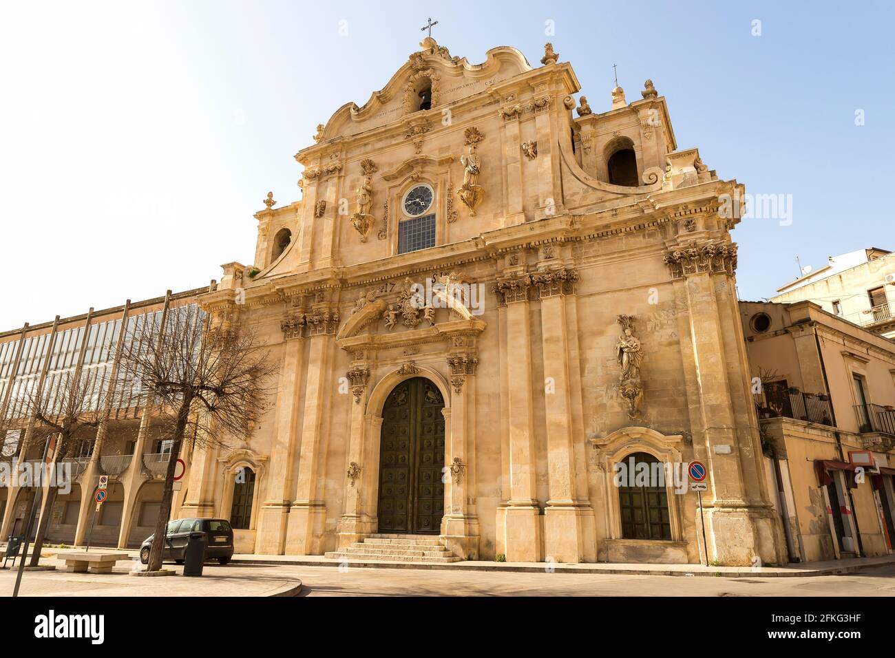 Monuments architecturaux de Saint Ignace de l'église mère de Loyola (Chiesa Madre di San Ignazio di Loyola) à Scicli, province de Ragusa, Sicile - Italie. Banque D'Images