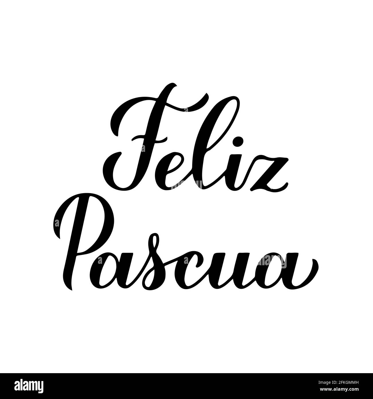 Joyeuses Pâques calligraphie lettrage à la main en langue espagnole isolé sur blanc. Affiche typographique de la fête de Pâques. Modèle de scénario pour l'invité de partie Illustration de Vecteur