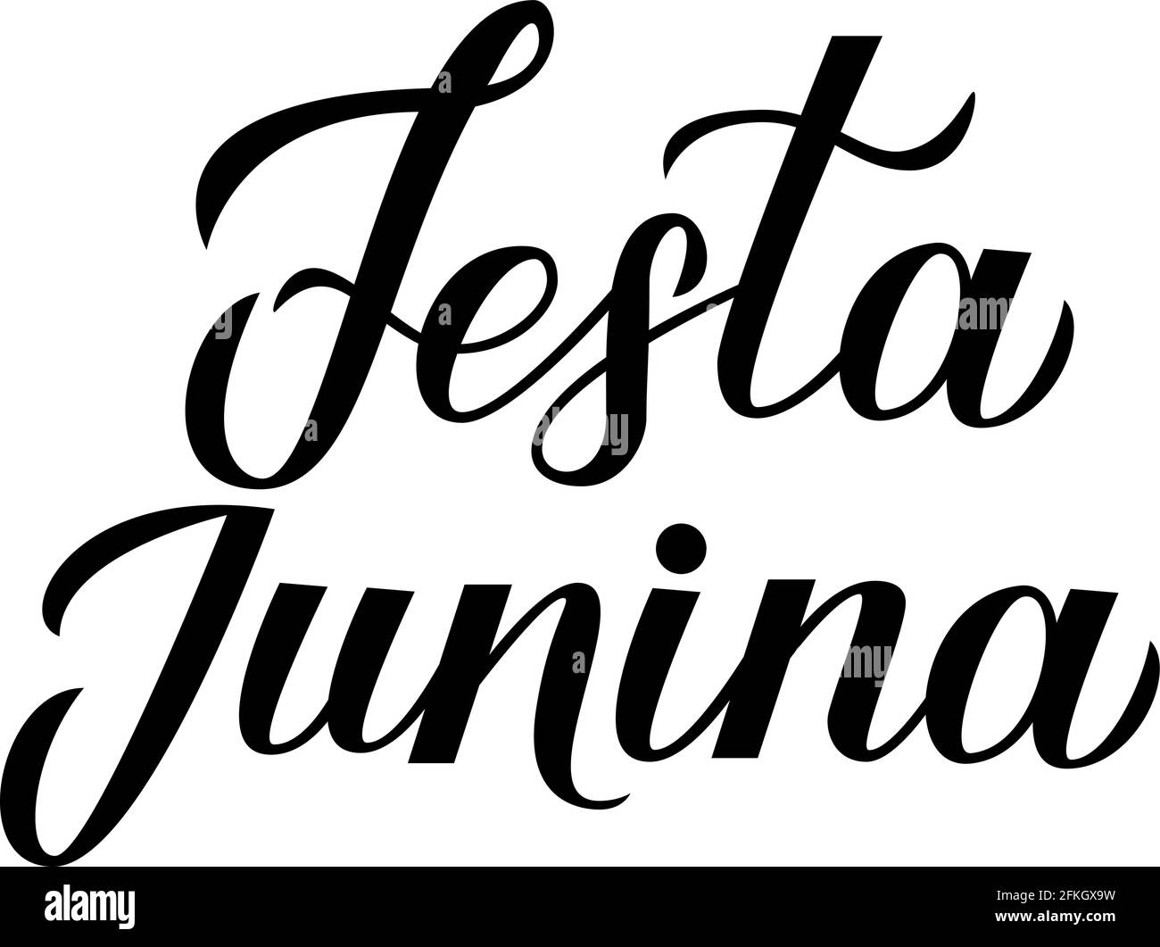 Lettrage calligraphique Festa Junina isolé sur blanc. Brésil Festival de juin Festa de Sao Joao. Affiche typographique du carnaval traditionnel brésilien. Facile Illustration de Vecteur