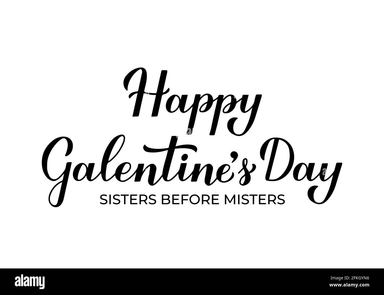 Bonne Saint-Valentin lettre de calligraphie isolée sur blanc. Vacances non officielles pour les femmes. Modèle vectoriel pour affiche de carte de vœux, carte postale, fl Illustration de Vecteur