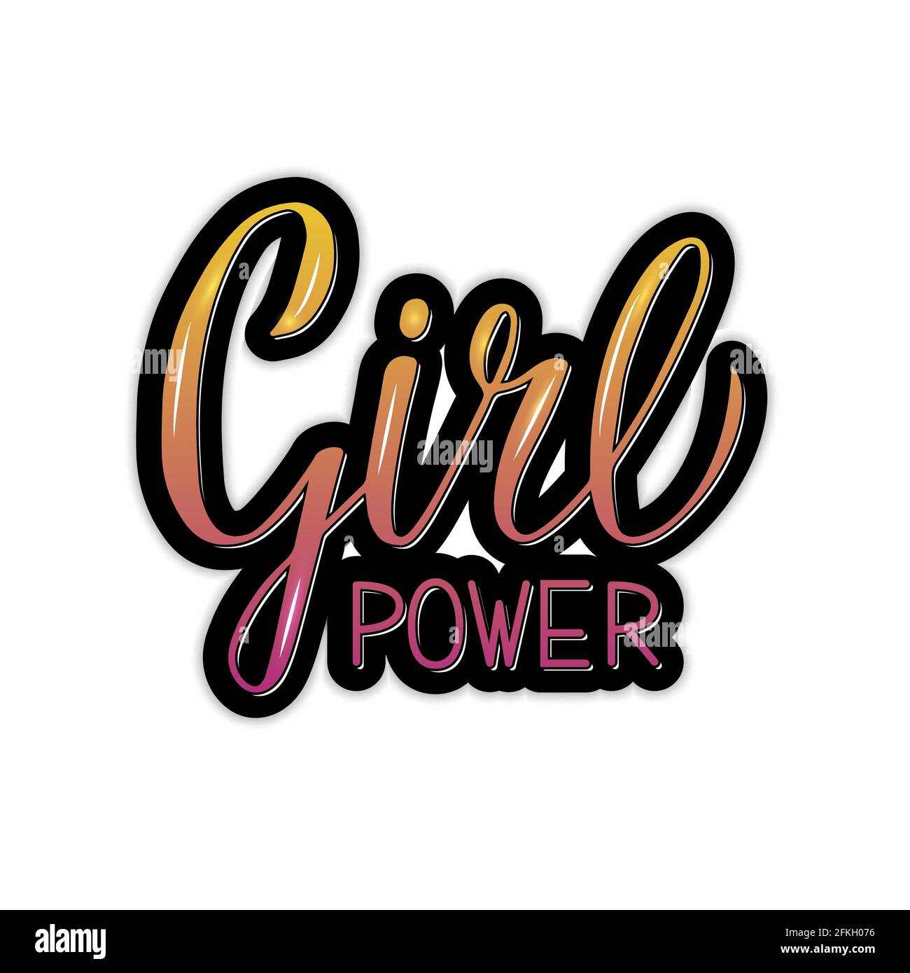 Texte Girl Power Feminist lettrage 3d brillant. Citation inspirée écrite à la main. Notion de féminisme et de droits des femmes. Affiche de motivation typographique. V Illustration de Vecteur