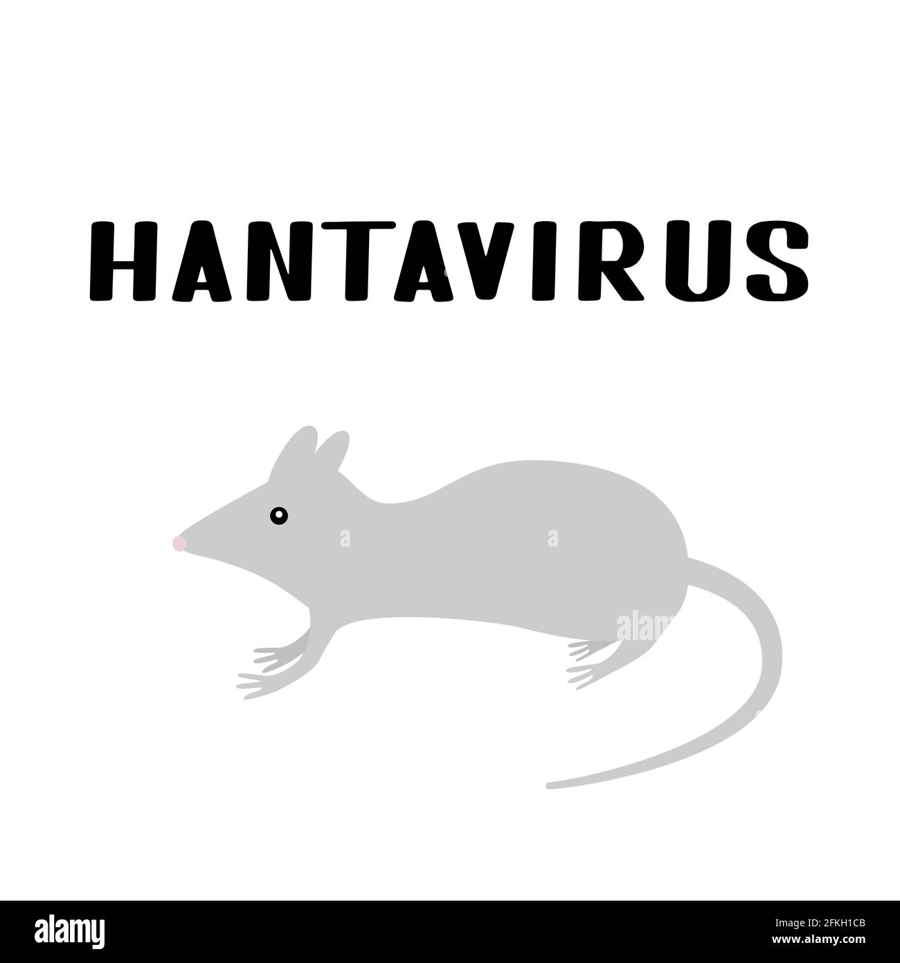 Lettrage manuel hantavirus et rat ou souris gris isolés sur blanc. Nouveau virus de Chine. Syndrome pulmonaire à hantavirus HPS . Modèle vectoriel pour la typographie Illustration de Vecteur