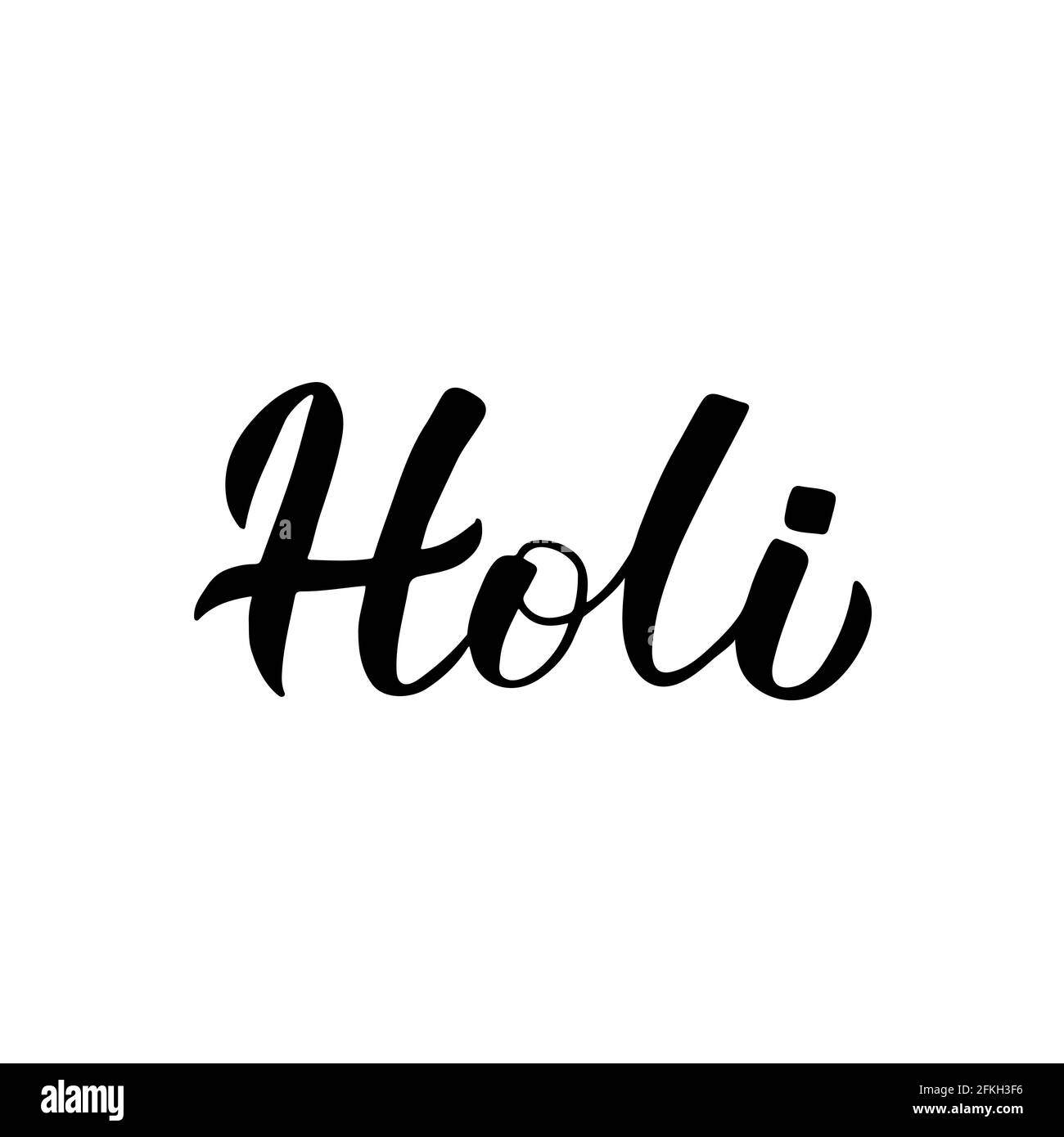 Lettrage à la main Holi calligraphie isolé sur blanc. Fête traditionnelle indienne des couleurs. Affiche de célébration du printemps hindou. Modèle vectoriel pour le groupe i Illustration de Vecteur