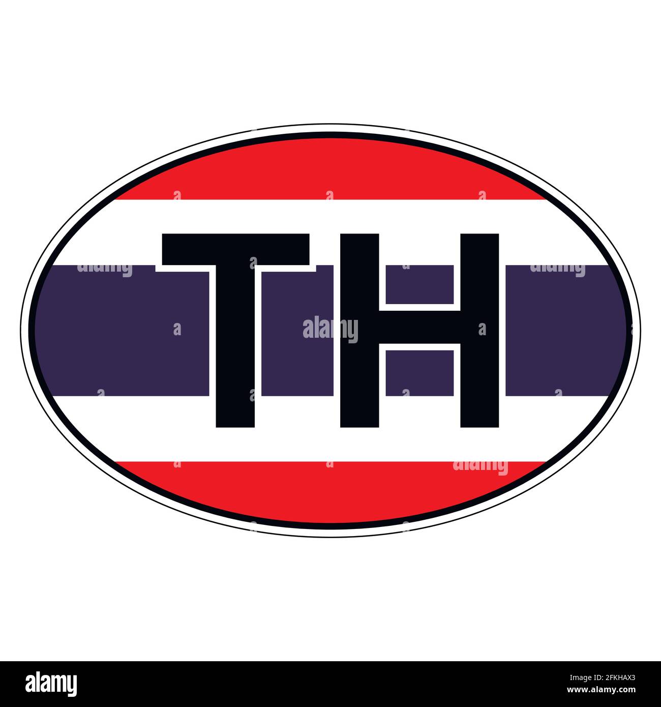 Autocollant sur la voiture, drapeau de la Thaïlande Illustration de Vecteur