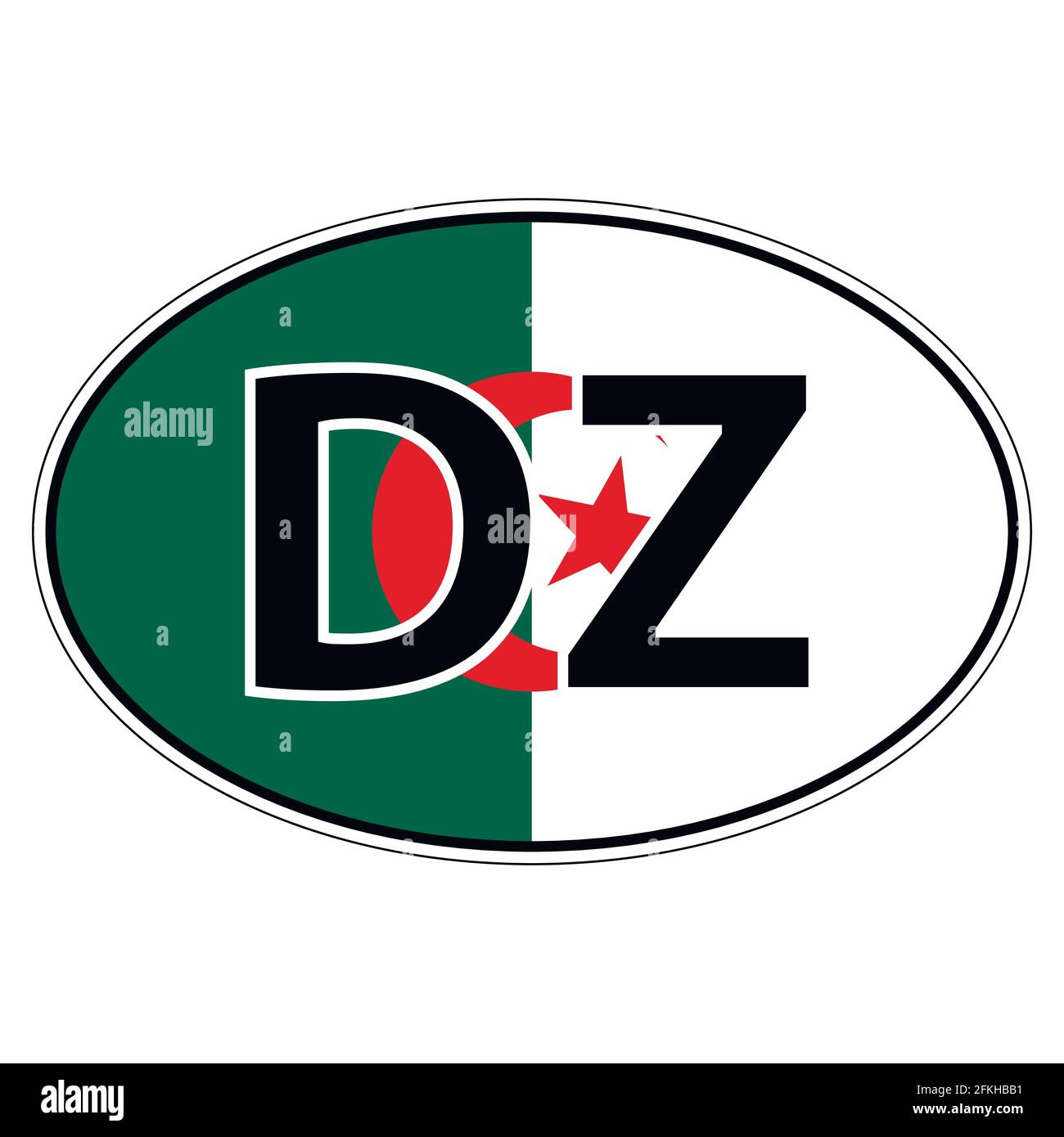 Autocollant sur la voiture, drapeau de la République algérienne Algérie Illustration de Vecteur