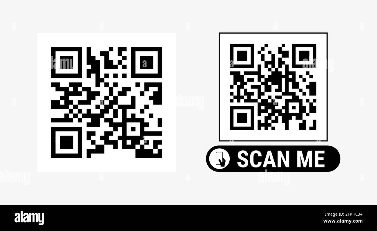 Exemple de code QR abstrait pour la numérisation sur smartphone. Illustration plate isolée sur blanc. Banque D'Images