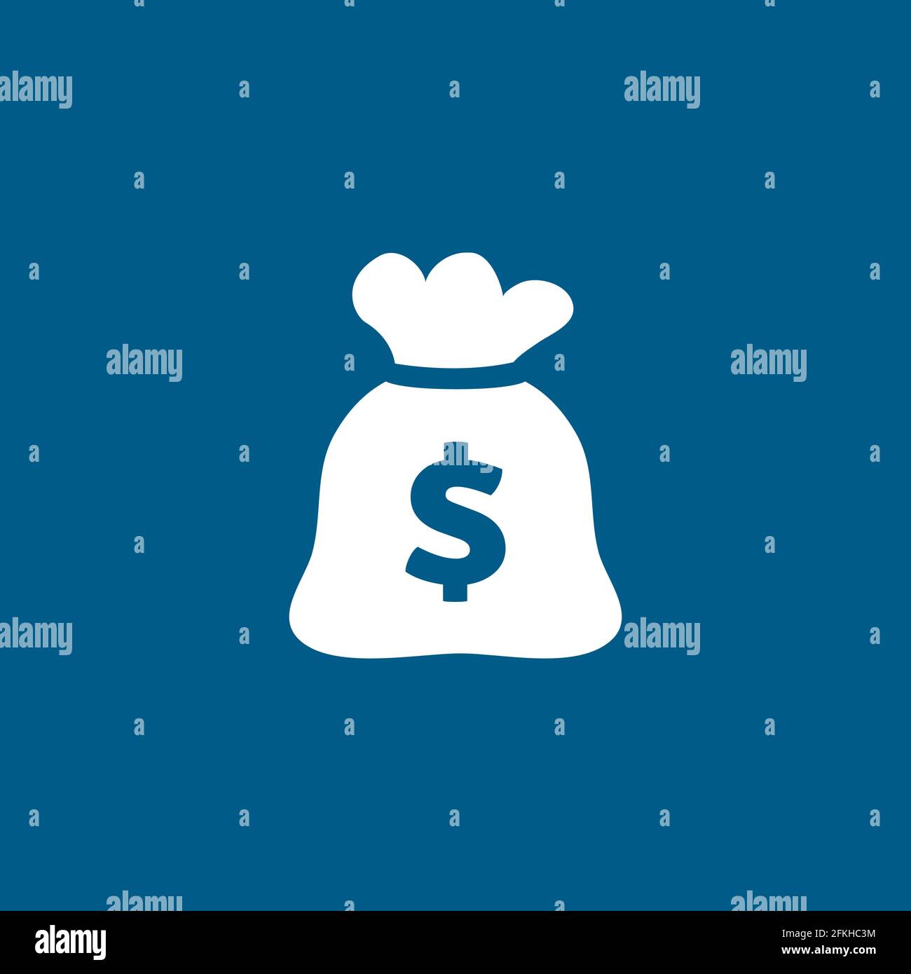 Icône de sac d'argent sur fond bleu. Illustration du vecteur de style plat bleu. Illustration de Vecteur