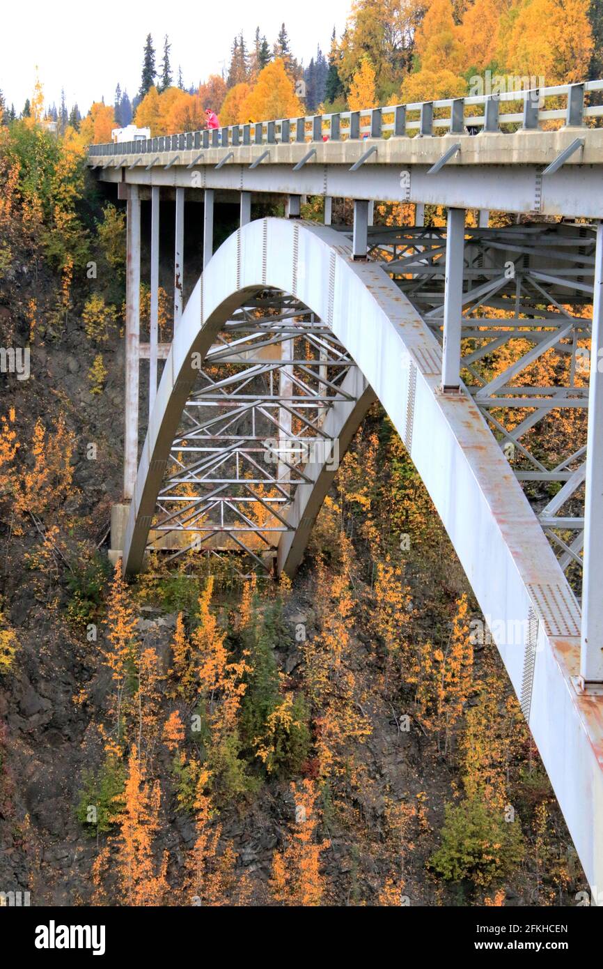 Le pont Hurricane Gulch en Alaska aux États-Unis Banque D'Images