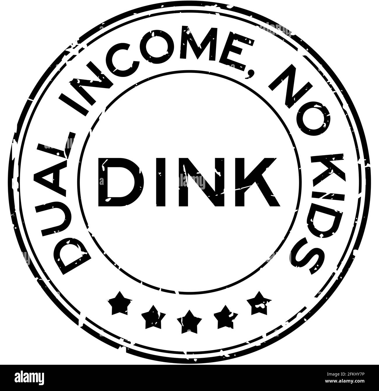 Grunge noir DINK Double revenu aucun mot pour enfants autour du caoutchouc cachet sur fond blanc Illustration de Vecteur