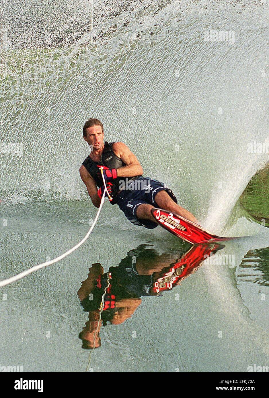 ANDY MAPPLE CHAMPION DU MONDE DE SKI SEPTEMBRE 1999AT THORPE PARK Banque D'Images