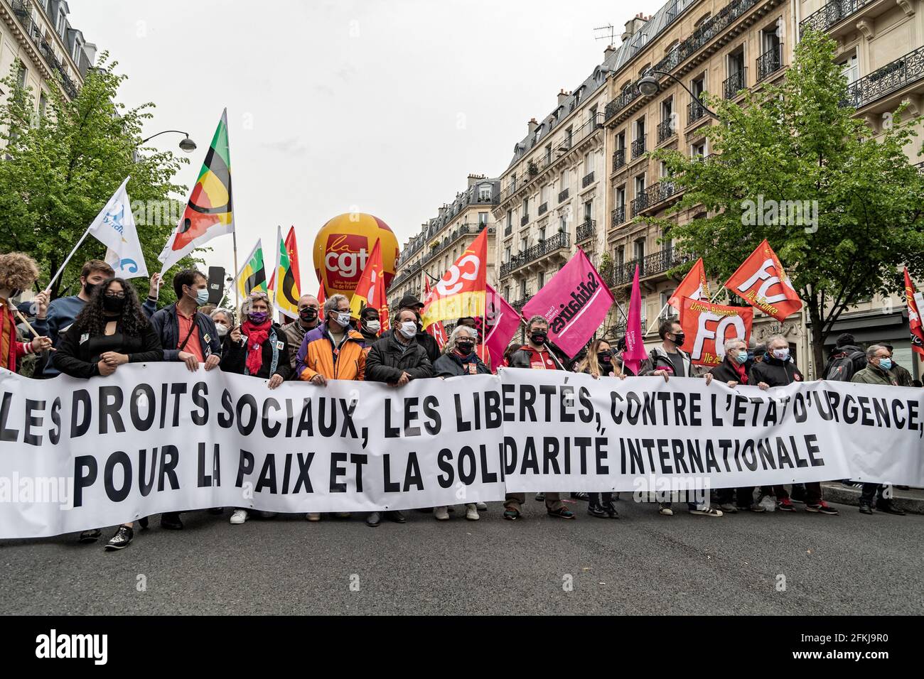 Paris, France. 1er mai 2021. Philippe Martinez (CGT) assiste à la manifestation du jour de mai à Paris Banque D'Images