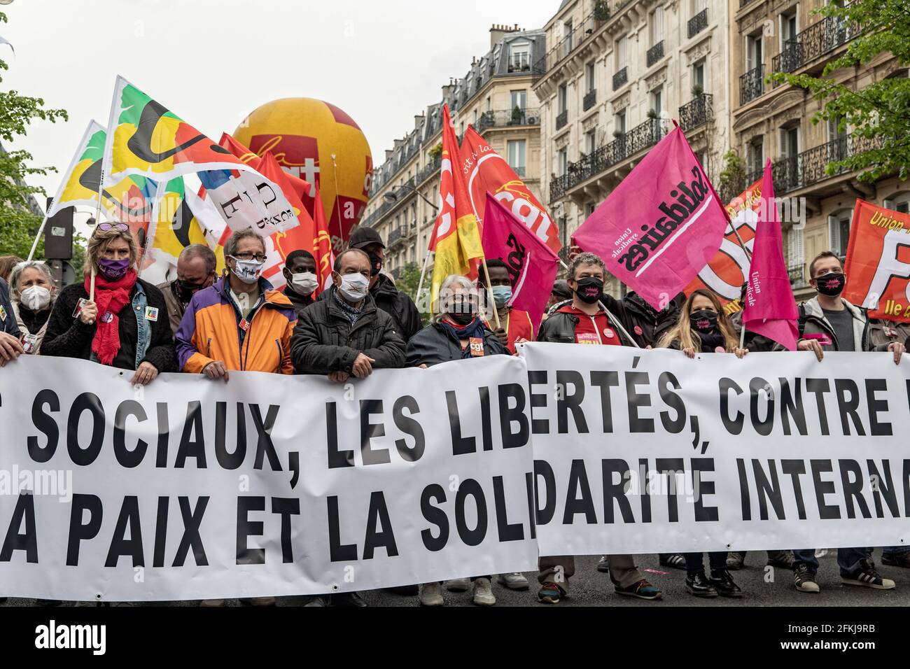 Paris, France. 1er mai 2021. Philippe Martinez (CGT) assiste à la manifestation du jour de mai à Paris Banque D'Images