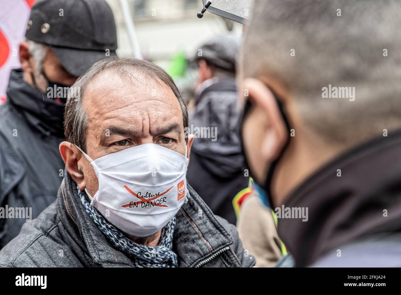 Paris, France. 1er mai 2021. Philippe Martinez (CGT) assiste à la manifestation du jour de mai à Paris Banque D'Images
