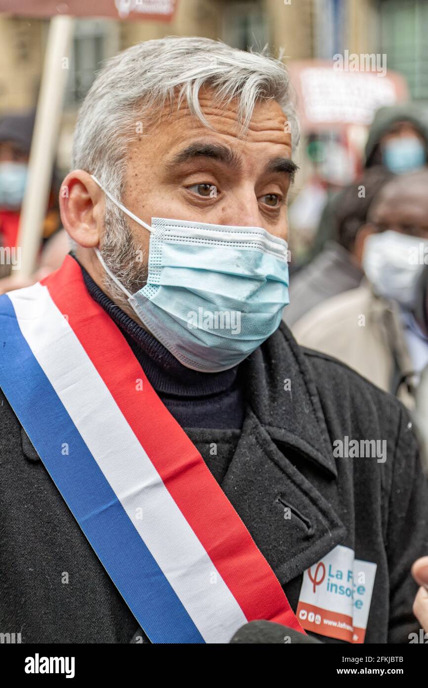 Paris, France. 1er mai 2021. Alexis Corbière assiste à la fête de mai de Paris Banque D'Images