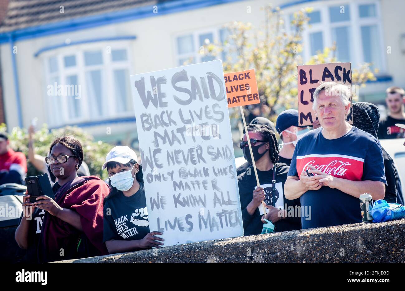 Black Lives Matter a organisé une manifestation à Cleethorpes où ils A marché depuis le centre de loisirs jusqu'à Brighton Slipway Banque D'Images