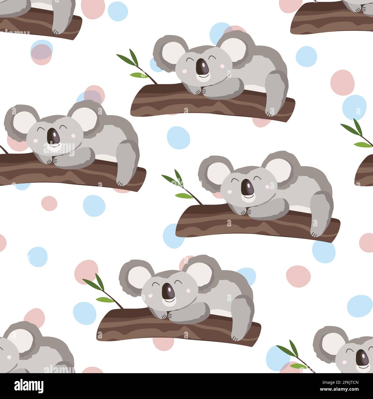 Motif Sans Couture Avec Bebe Koala Mignon Sur Fond De Couleur Animaux Australiens Amusants Carte Cartes Postales Pour Enfants Illustration Vectorielle Plate Pour Le Tissu Image Vectorielle Stock Alamy