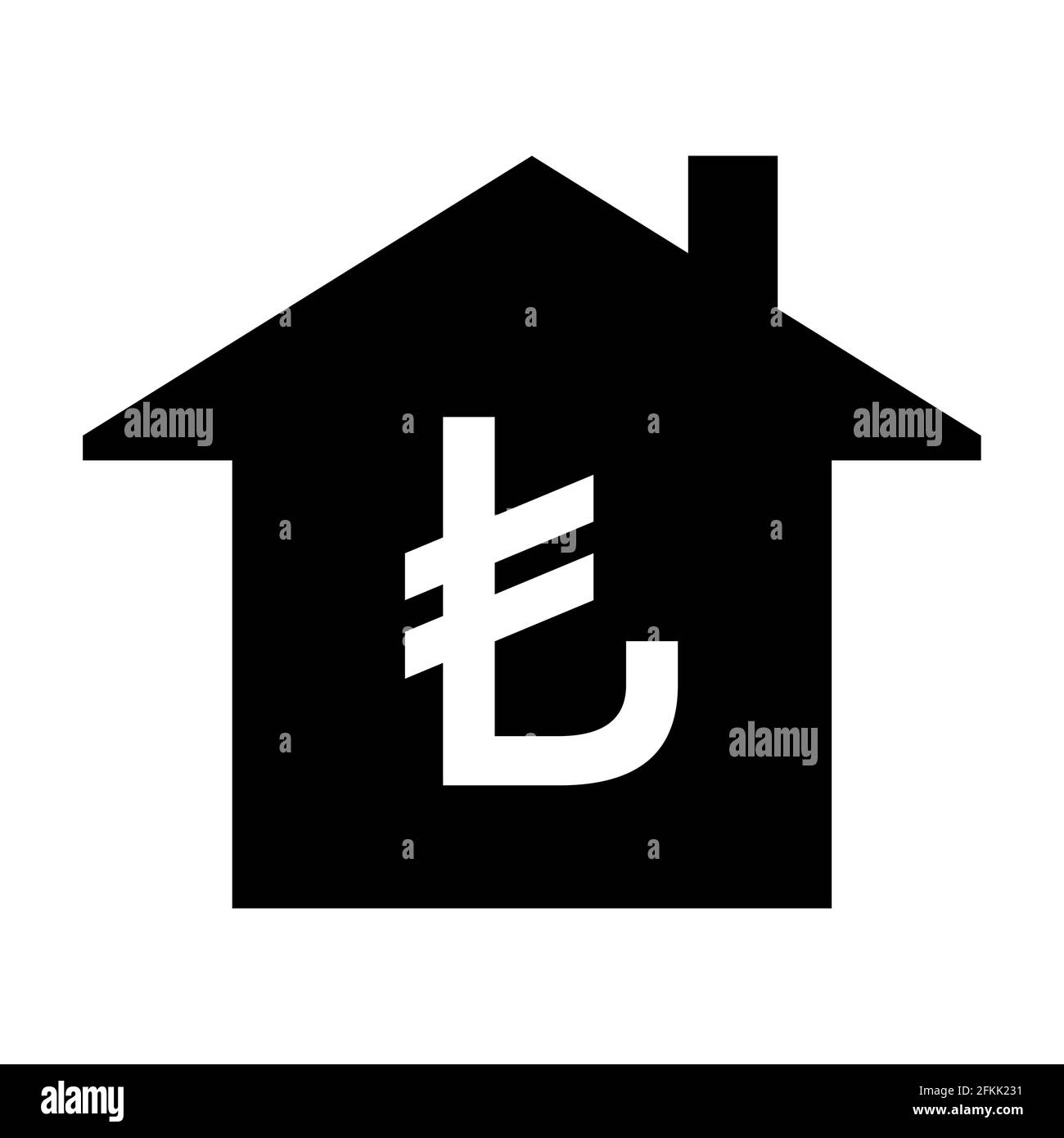 Symbole maison avec une icône plate de la devise de la lire turque. Image vectorielle. Illustration de Vecteur