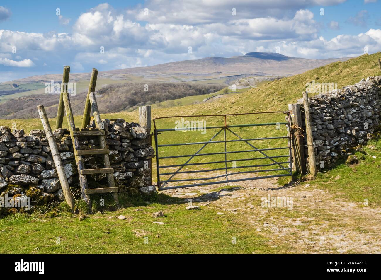 Ingleborough est la deuxième plus haute montagne du Yorkshire Dales, en Angleterre. C'est l'un des trois sommets du Yorkshire, et il est souvent gravi en tant que partie Banque D'Images