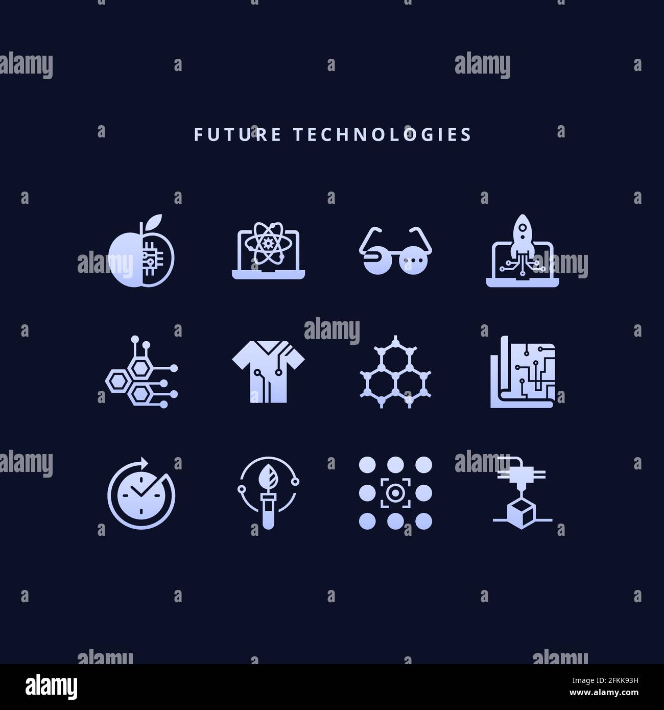 Icônes des technologies innovantes de demain Illustration de Vecteur