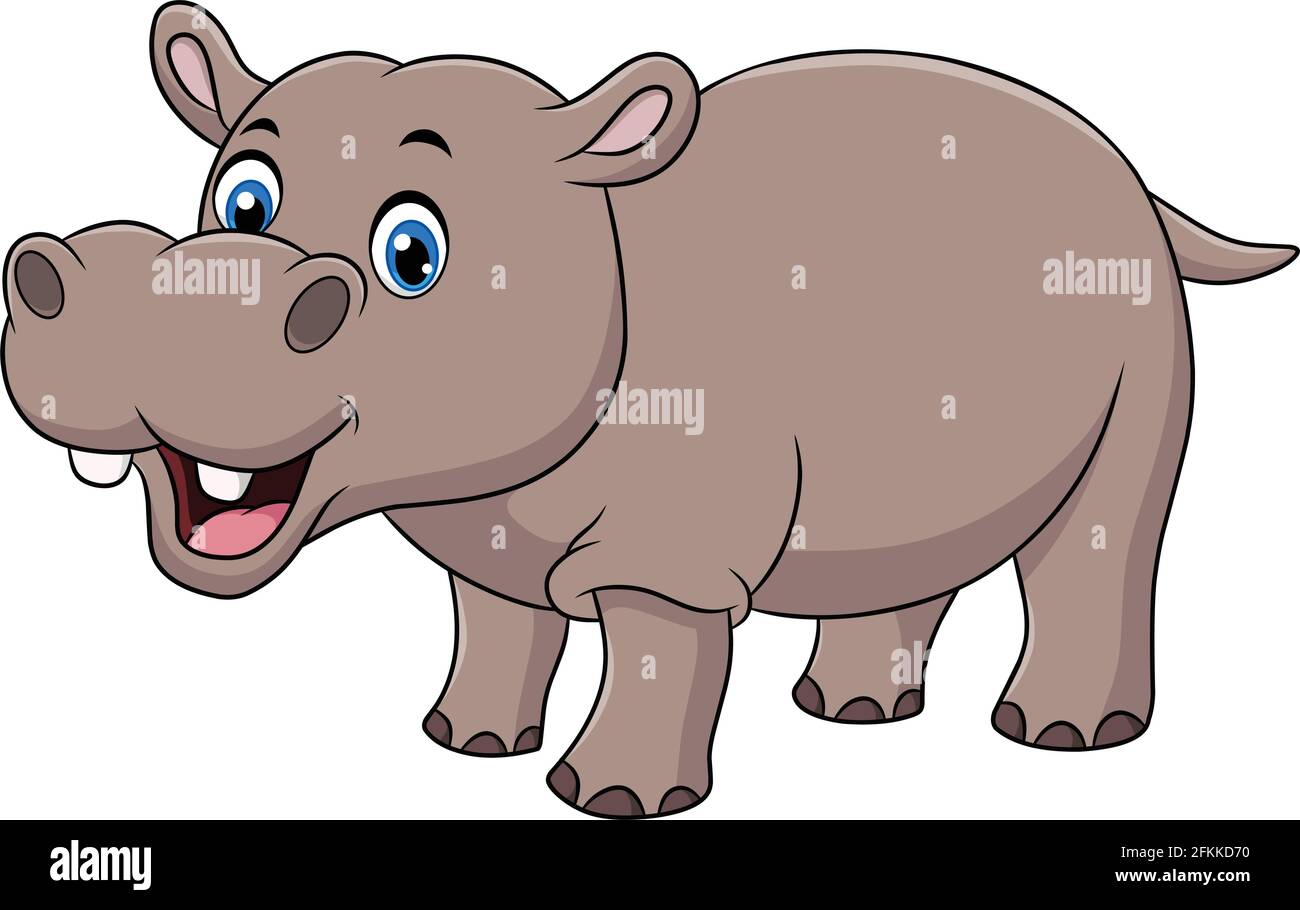 Mignon Hippopotamus dessin animé animal vecteur illustration Illustration de Vecteur