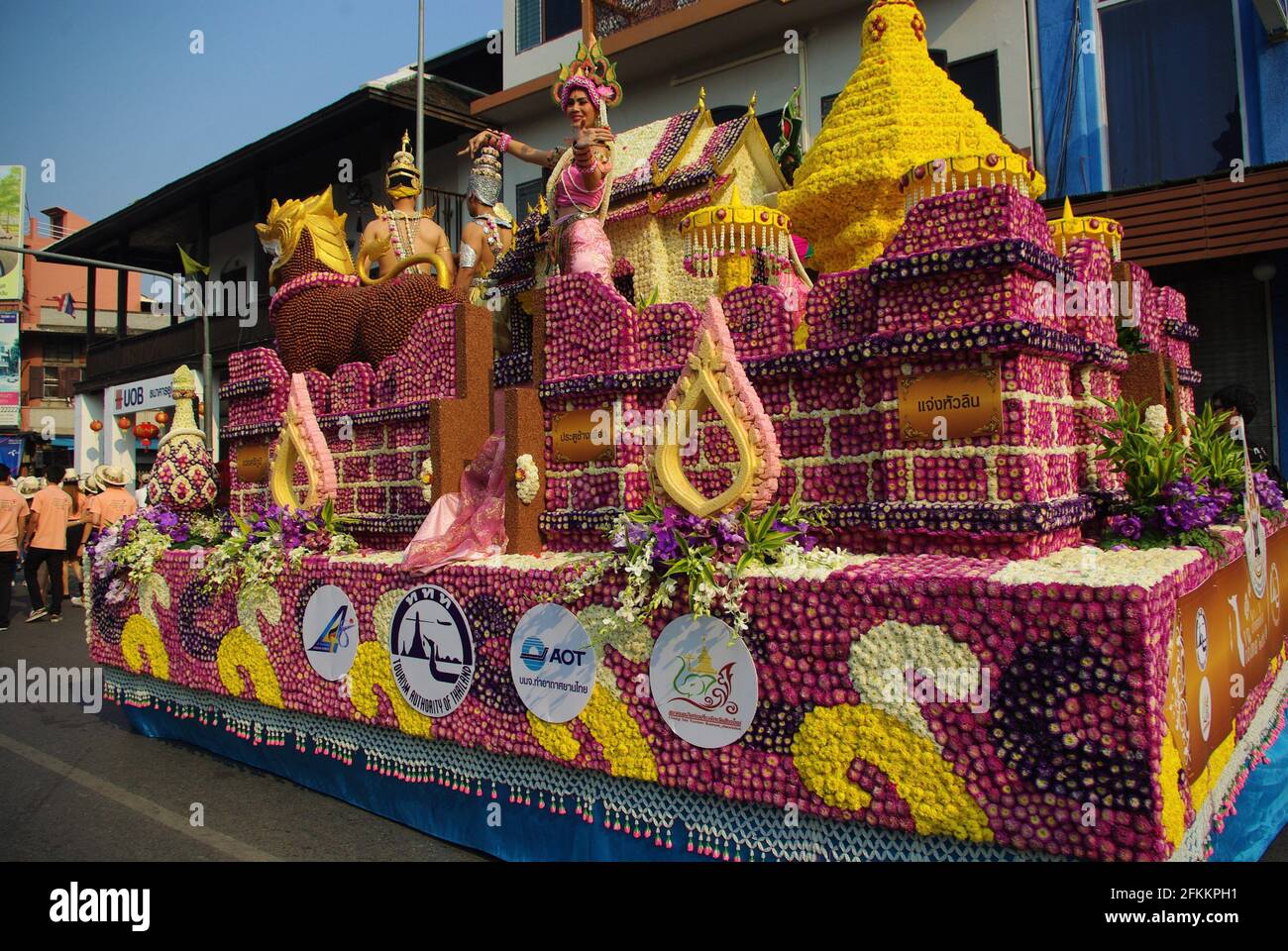 Flotteur magnifiquement décoré au Festival des fleurs, Chiang Mai, Thaïlande Banque D'Images