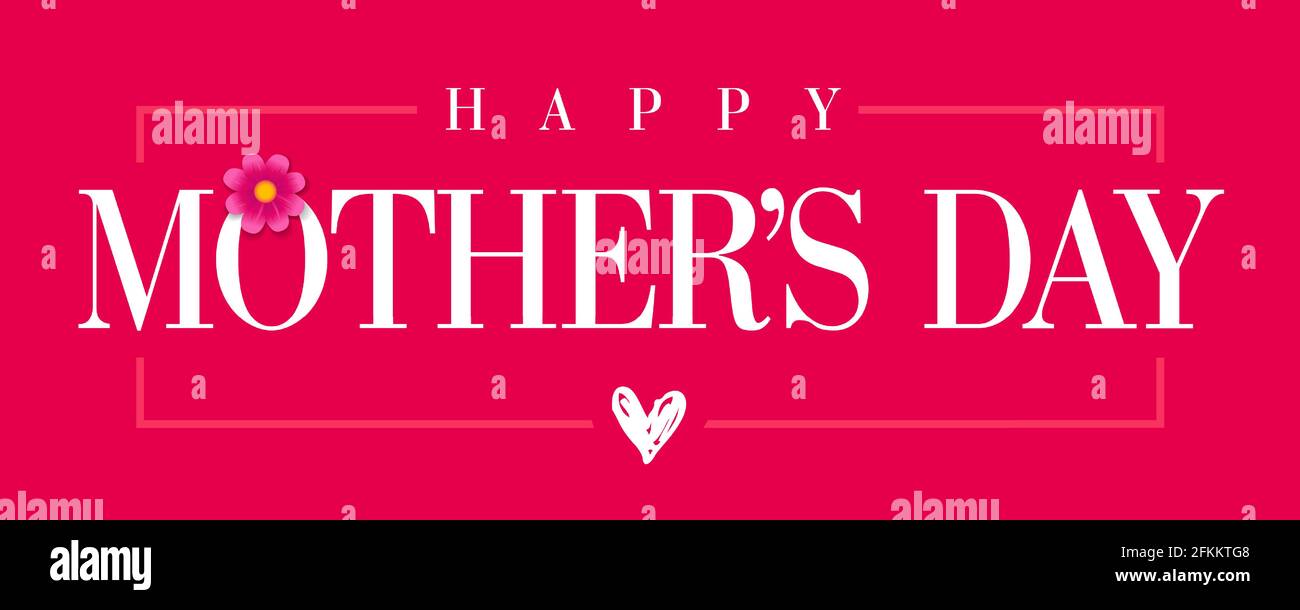 Happy Mothers Day élégante typographie lettrage bannière rose. Citation de calligraphie d'élégance pour poster ou carte de vœux, avec texte et fleur de la fête des mères Illustration de Vecteur