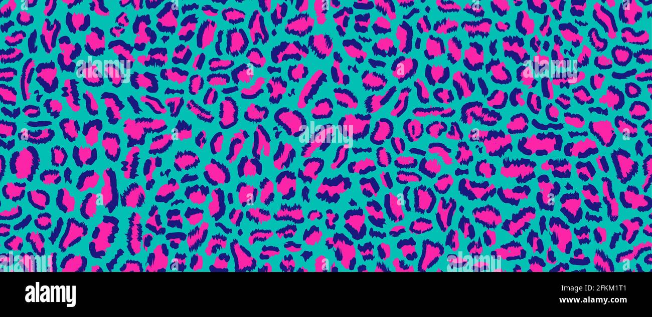 Motif fluo sans coutures, imprimé léopard aux couleurs acides dans un style rétro-futuriste des années 80 à 90. Arrière-plan léopard au néon, style cyber-punk. Vectoriel sans couture Illustration de Vecteur