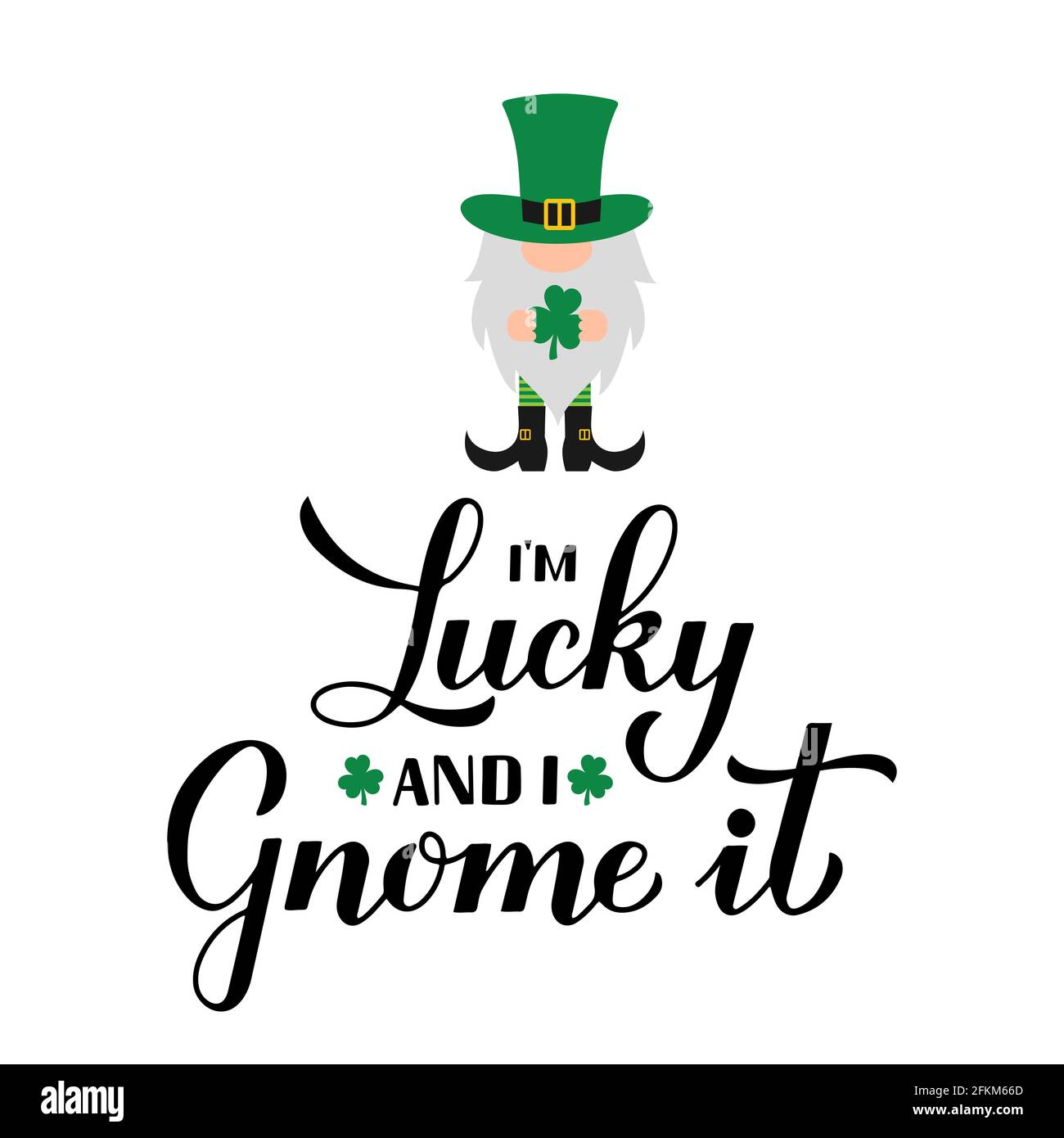 Lettrage De Jour De Saint Patrick Mignon Dessin Anime Lepretchun Citation Amusante De Saint Patrick J Ai De La Chance Et Je L Ai Rongne Modele Vectoriel Pour Banniere Poster Gr Image Vectorielle Stock
