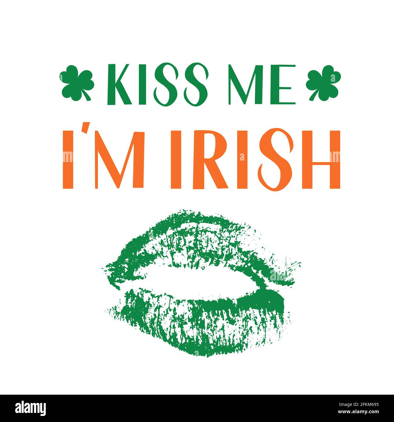 Kiss Me I M Calligraphie Irlandaise Lettrage A La Main Avec Imprime Levres Vertes Citation Amusante De La Saint Patrick Avec Un Kiss Rouge A Levres Modele Vectoriel Pour Le Message D Accueil