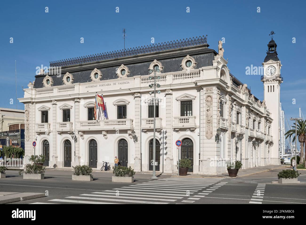 Bâtiment de l'horloge, Autorité portuaire de Valence - City Port, Espagne, Europe Banque D'Images