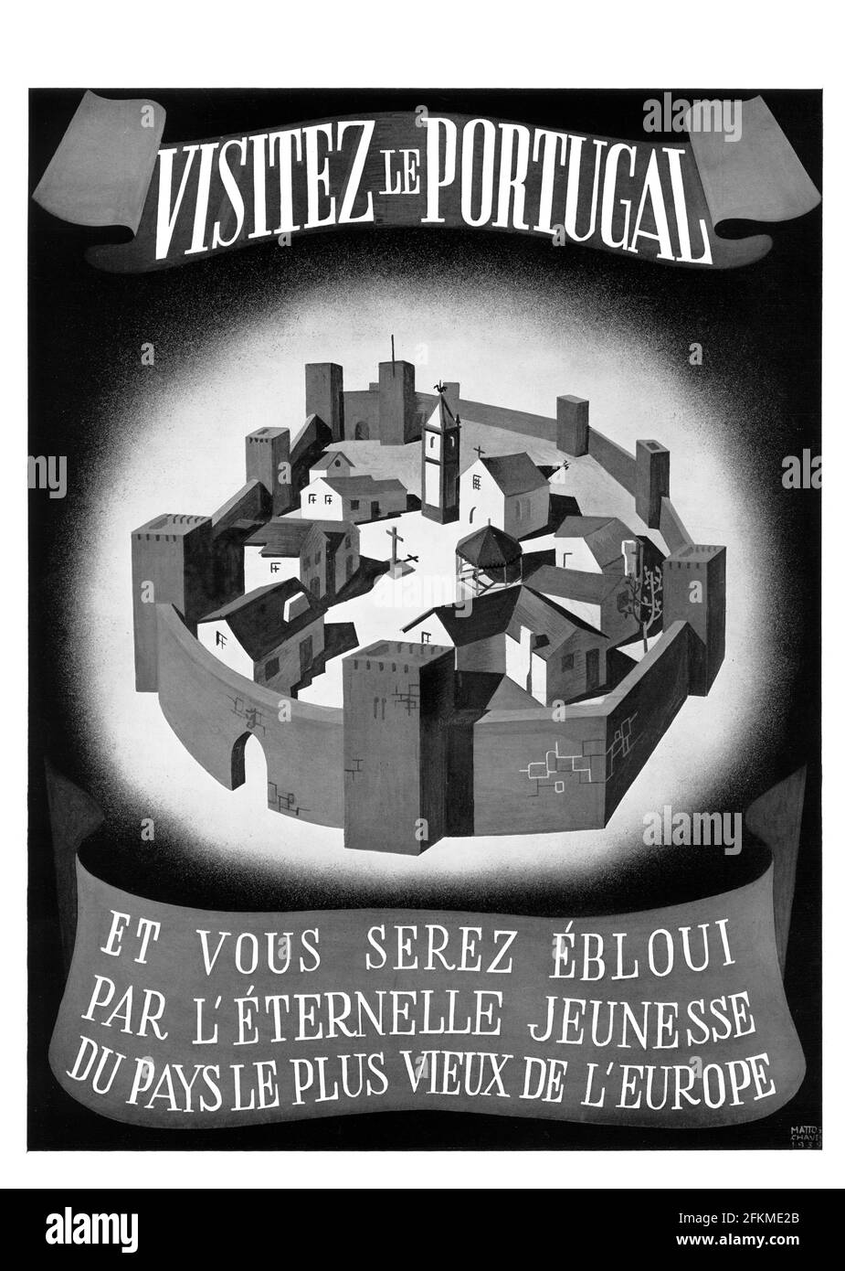 Publicité vintage française « Visitez le Portugal » (qualité poster A3+, 600 dpi) Banque D'Images