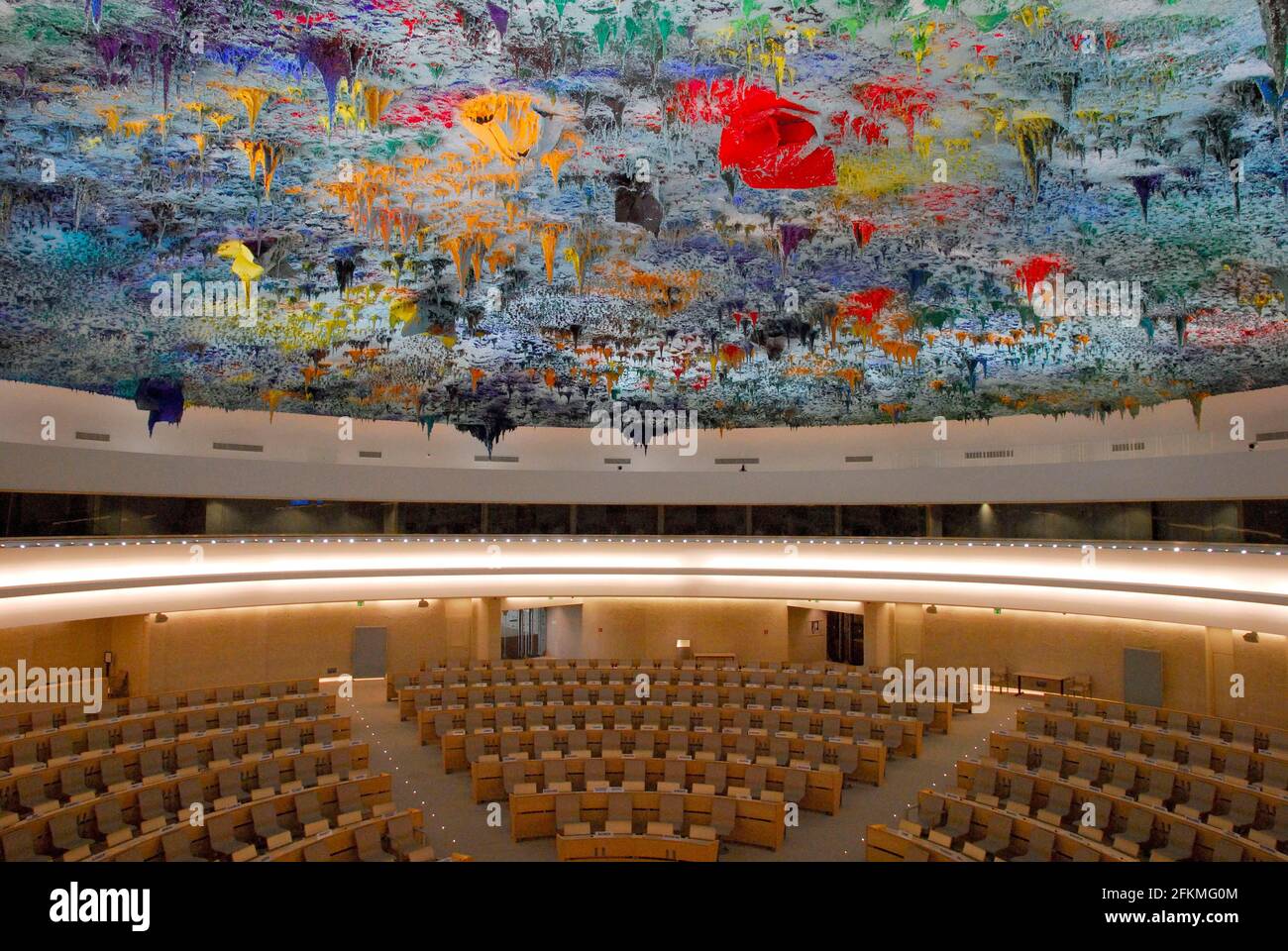 Salle des droits de l'homme et Alliance des civilisations, ONU, dôme de plafond de Miquel Barcelo, Palais des Nations, Nations Unies, Genève, Canton de Banque D'Images