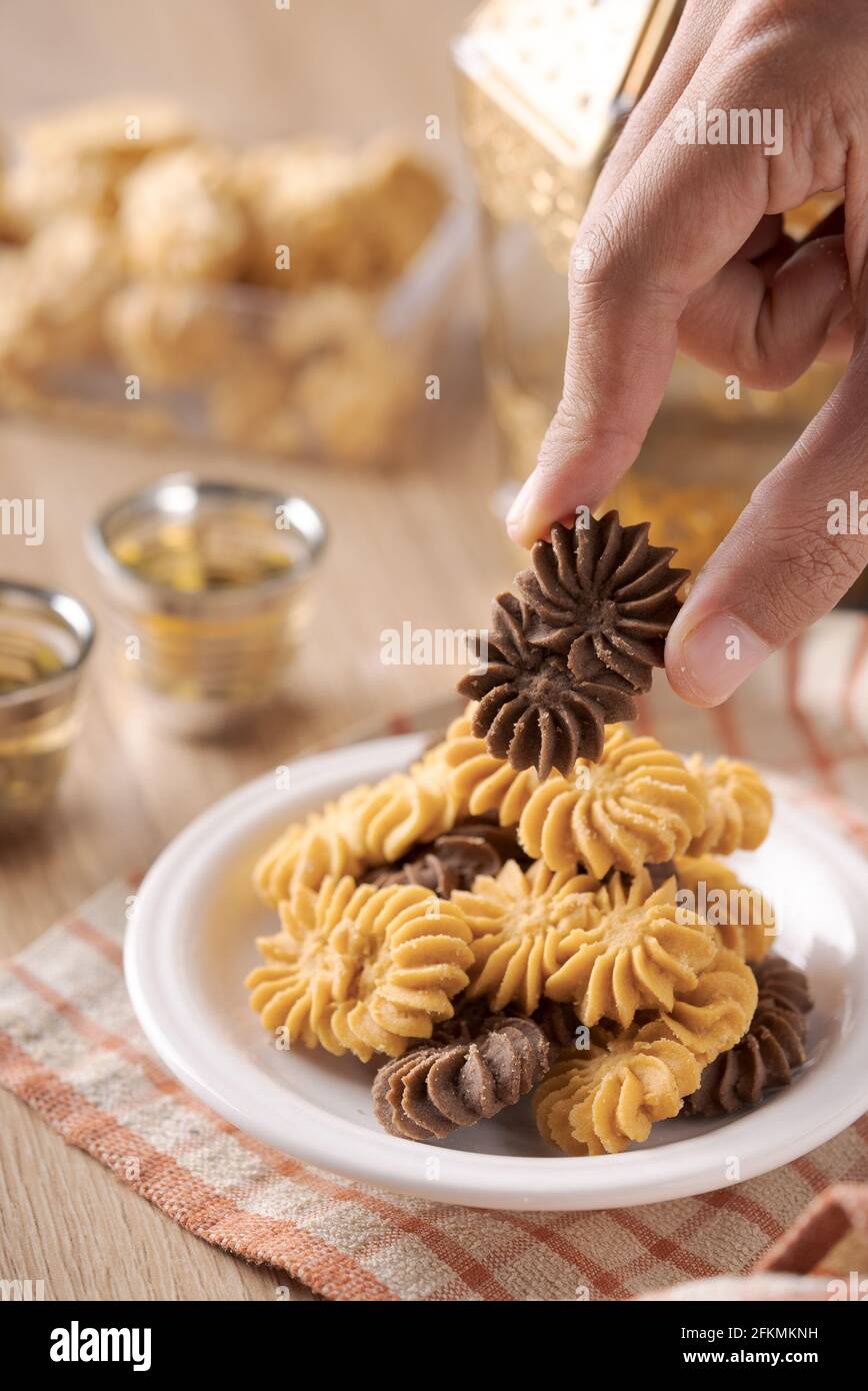 Kue Sagu Keju, Kue Tambang et Kue SemEsprit . Cookies pour Lebaran Idul Fitri eid mubarak Banque D'Images