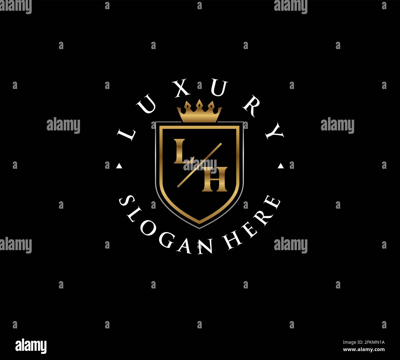 Modèle de logo LH Letter Royal Luxury dans les illustrations vectorielles pour les restaurants, les Royalty, les boutiques, les cafés, les hôtels, Heraldic, bijoux, mode et autres illustrations vectorielles Illustration de Vecteur