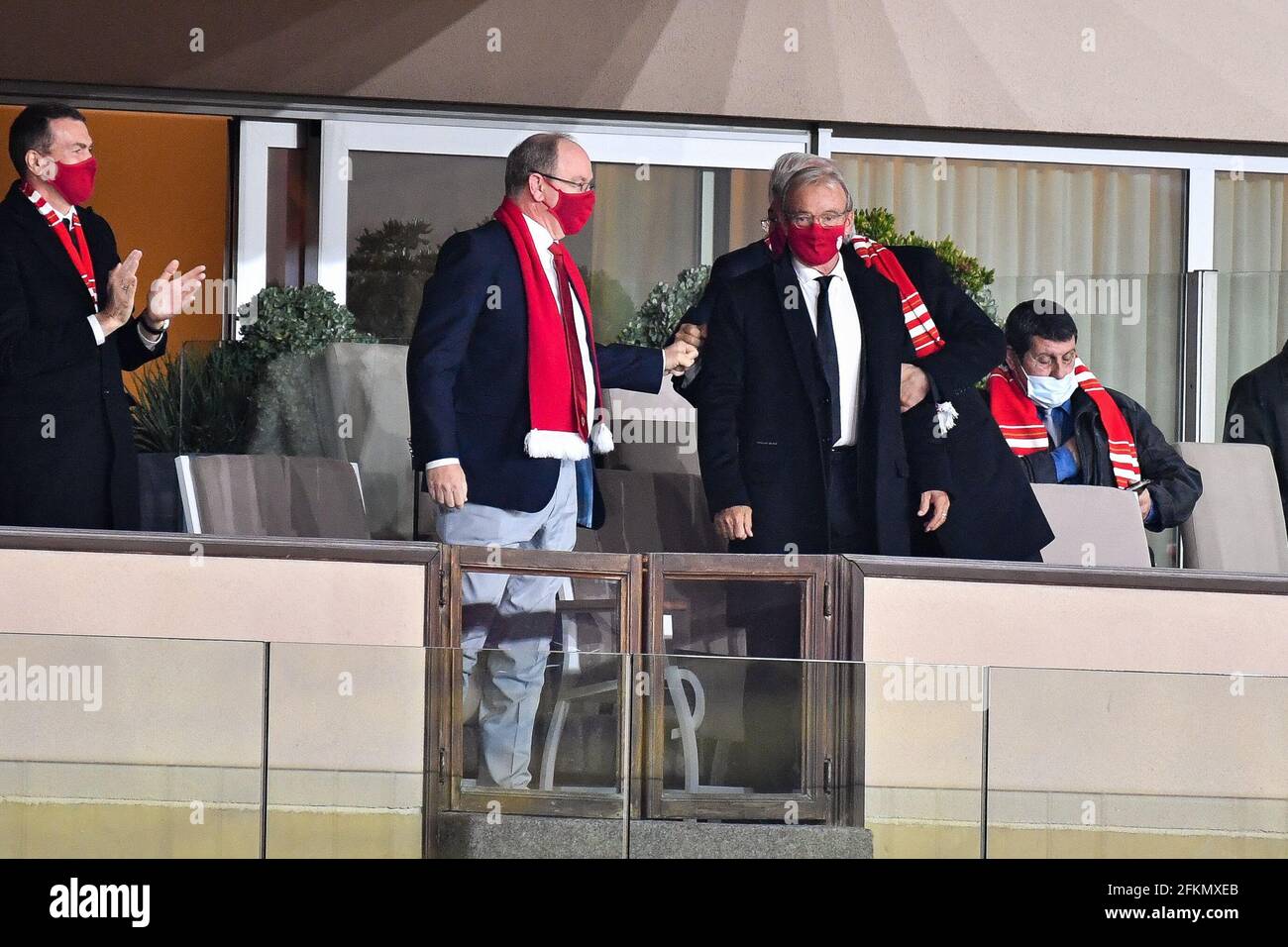 Oleg Petrov, Prince Albert II de Monaco lors du match de football L1 entre Monaco (ASM) et Lyon (OL) au stade Louis II, à Monaco, le 2 mai 2021. Photo de Lionel Urman/ABACAPRESS.COM Banque D'Images