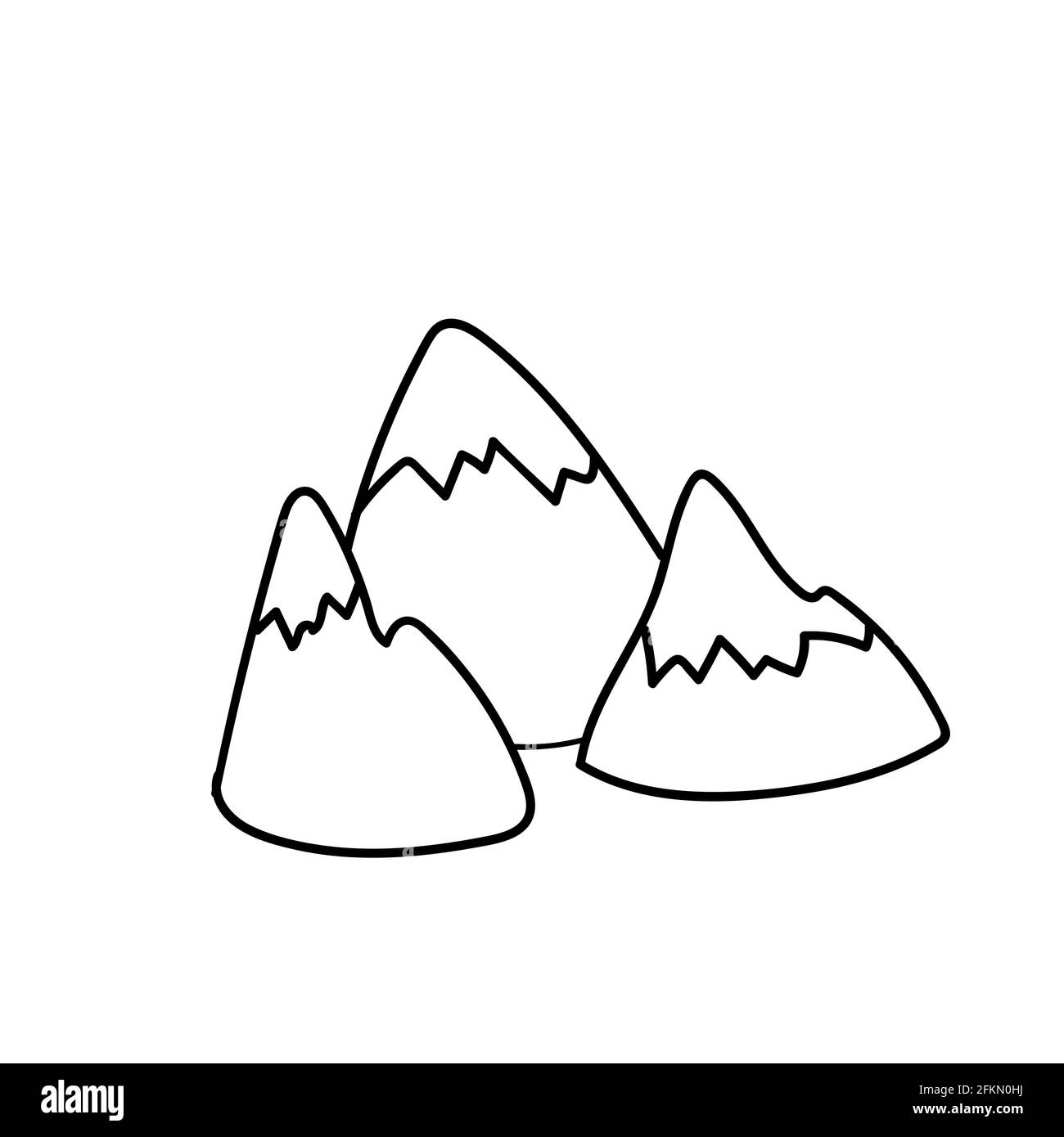 la montagne et la neige de doodle ramasse le style dessiné à la main Illustration de Vecteur