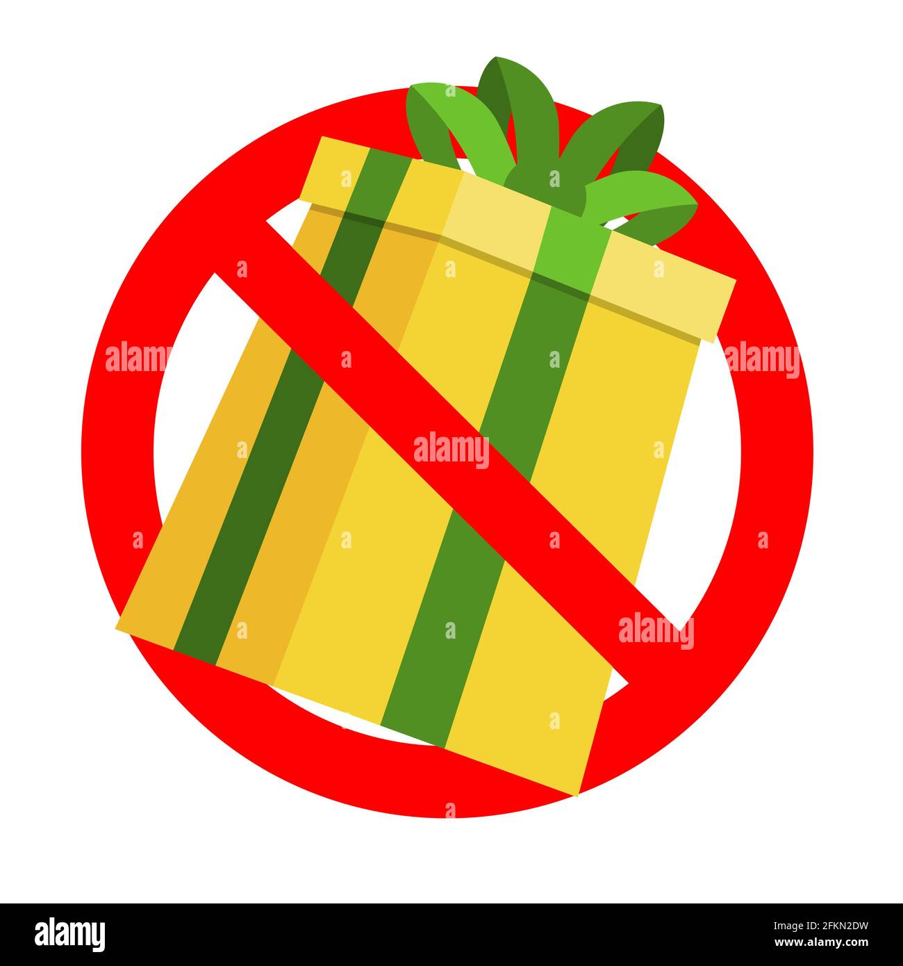 Interdire signe et pas de cadeau et de surprise, interdire paquet présent, interdiction de donner boîte cadeau avec ruban, interdiction fête de célébration. Illustration vectorielle Illustration de Vecteur