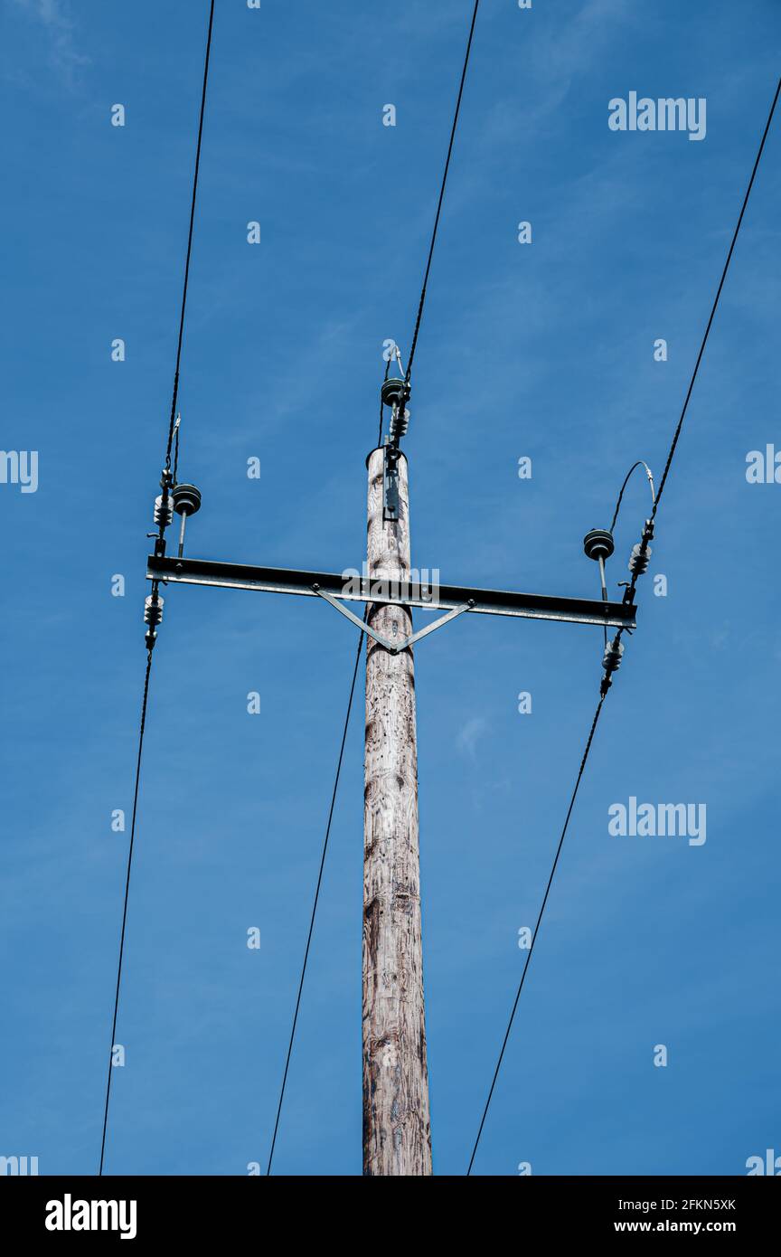 Lignes électriques en Irlande rurale Banque D'Images